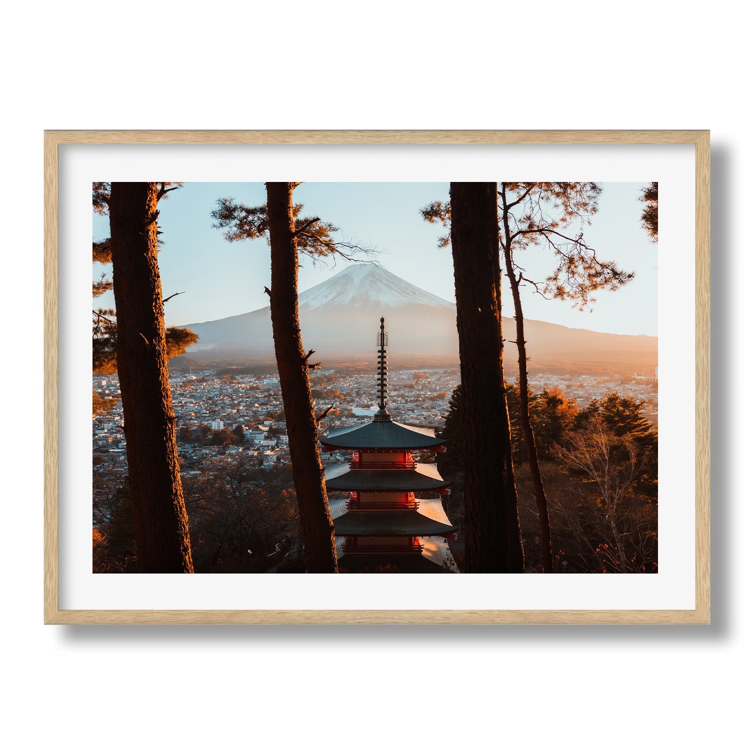 Sunset Serenity - Pagoda and Mount Fuji II Framed Print - Architecture by Peter Yan Studio