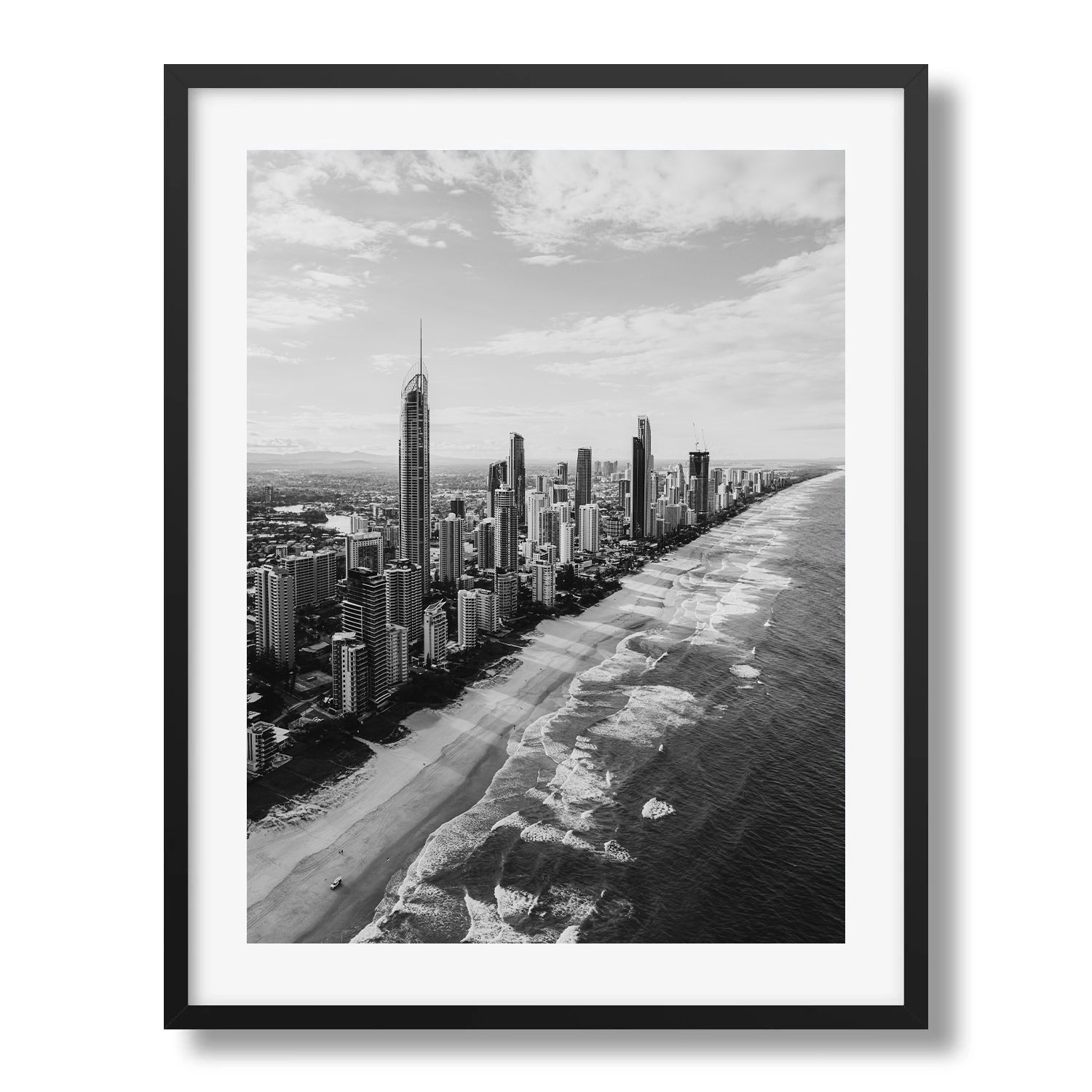 Surface Paradise Skyline Black & White II - Peter Yan Studio Framed Photo Print Wall Art