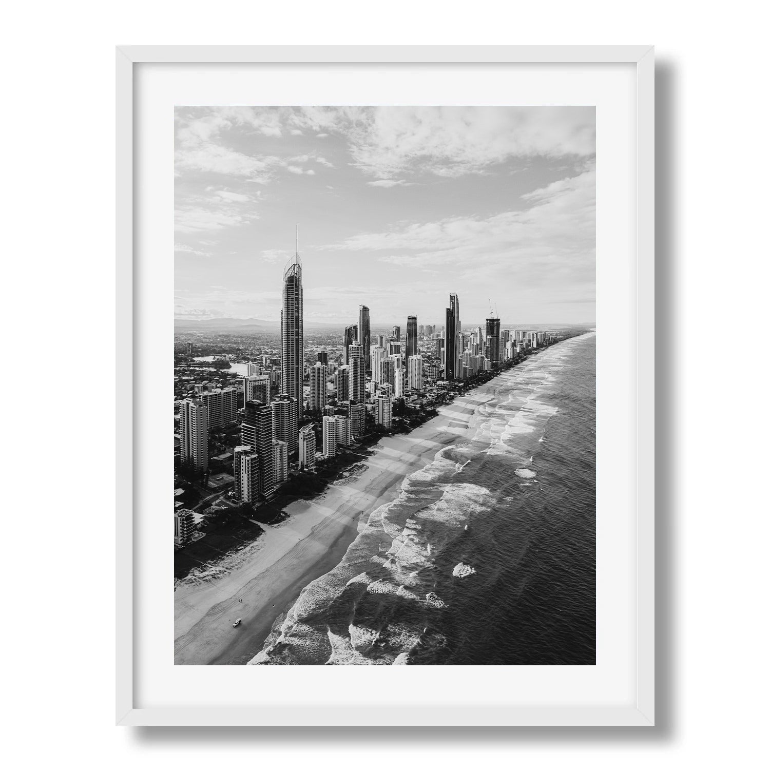 Surface Paradise Skyline Black & White II - Peter Yan Studio Framed Photo Print Wall Art
