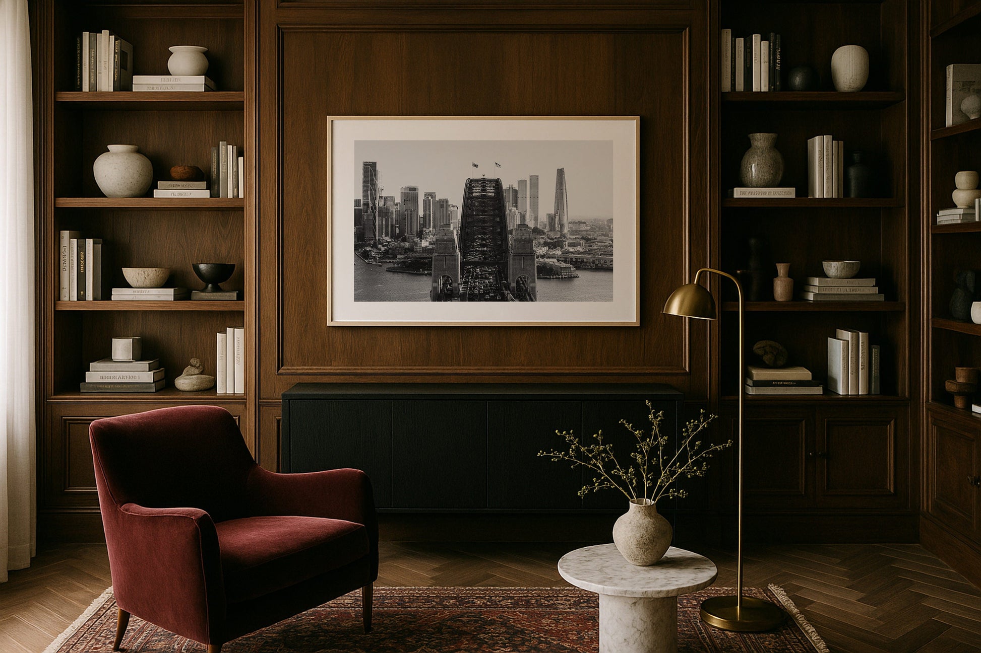 Sydney Harbour Bridge in Black and White II Framed Print - Architecture by Peter Yan Studio