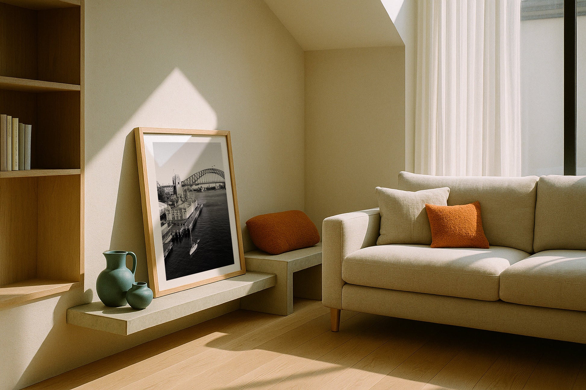 Sydney Harbour From Luna Park Black & White Framed Print - Architecture by Peter Yan Studio