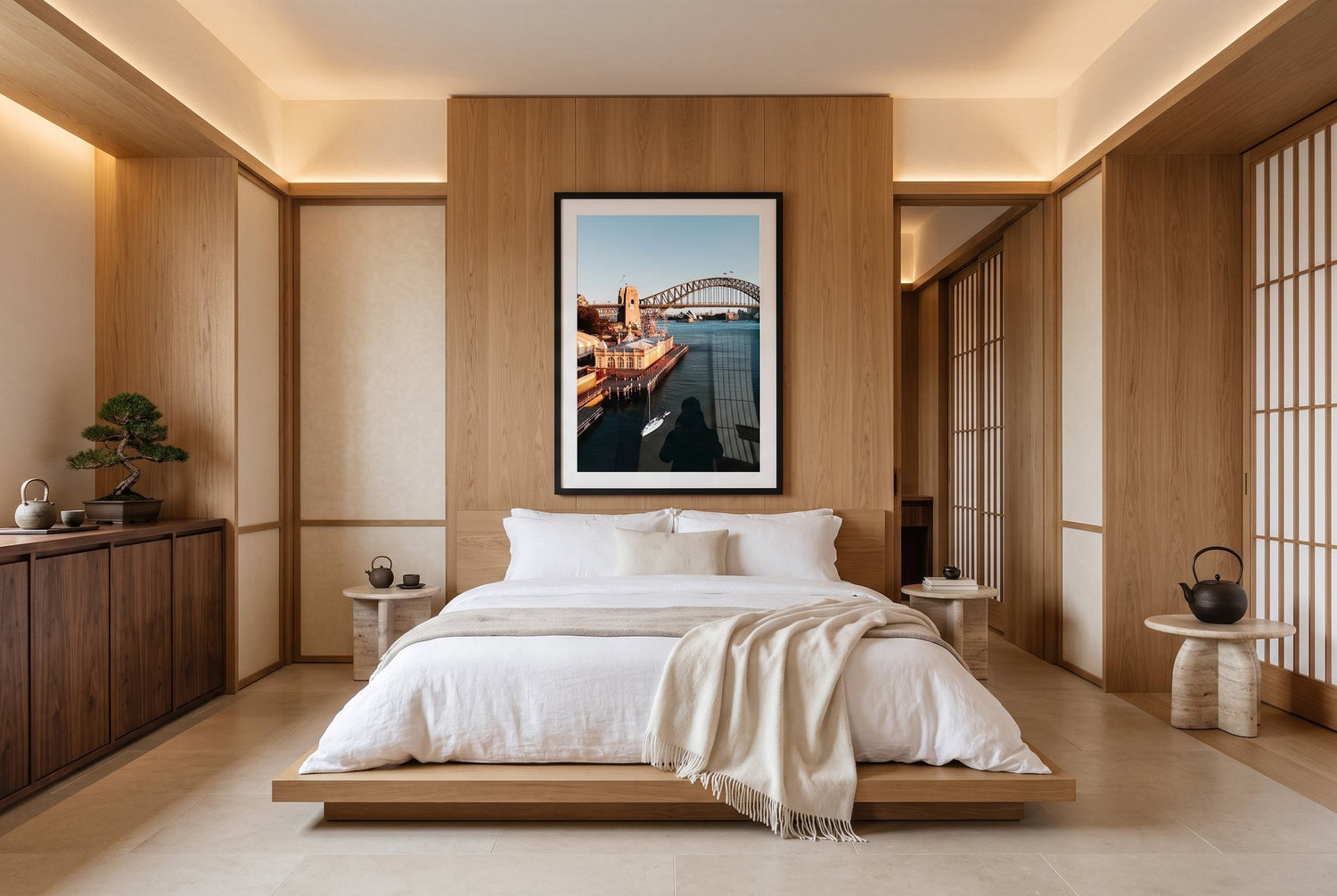 Sydney Harbour from Luna Park Framed Print - Aerial by Peter Yan Studio