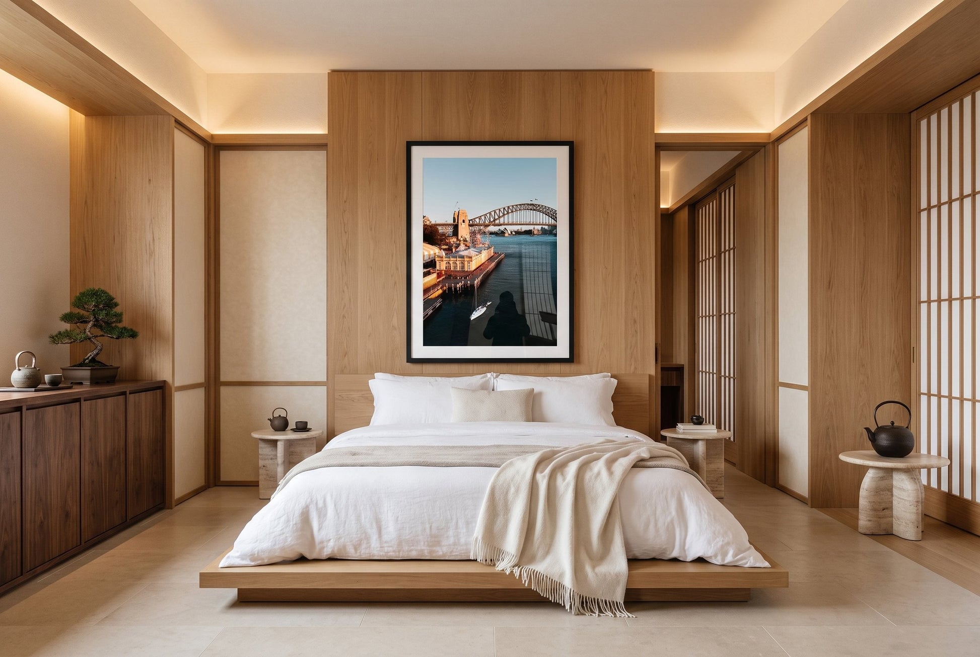 Sydney Harbour from Luna Park Framed Print - Aerial by Peter Yan Studio