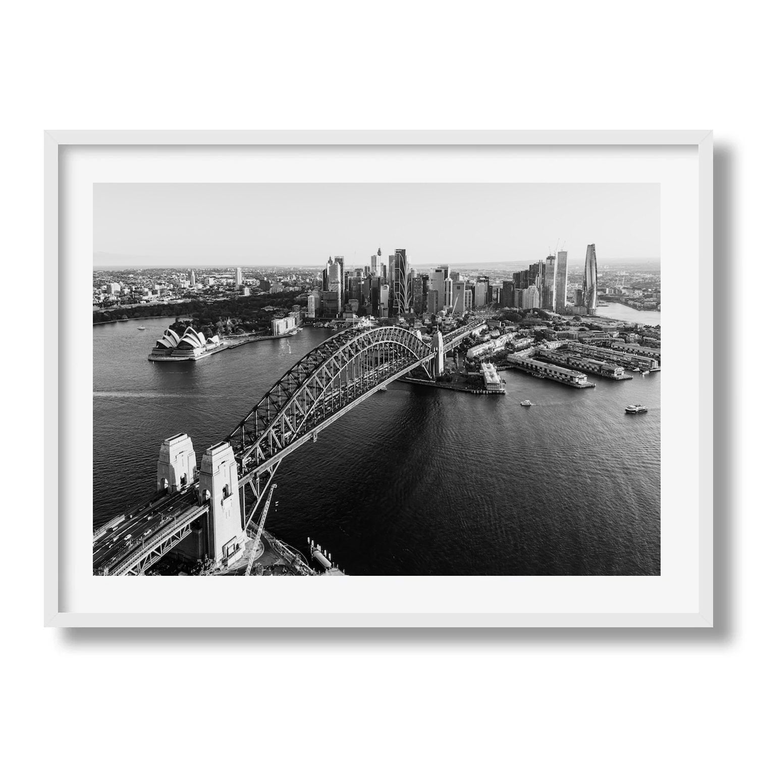 Sydney Harbour Sunset Black & White Framed Print - Architecture by Peter Yan Studio