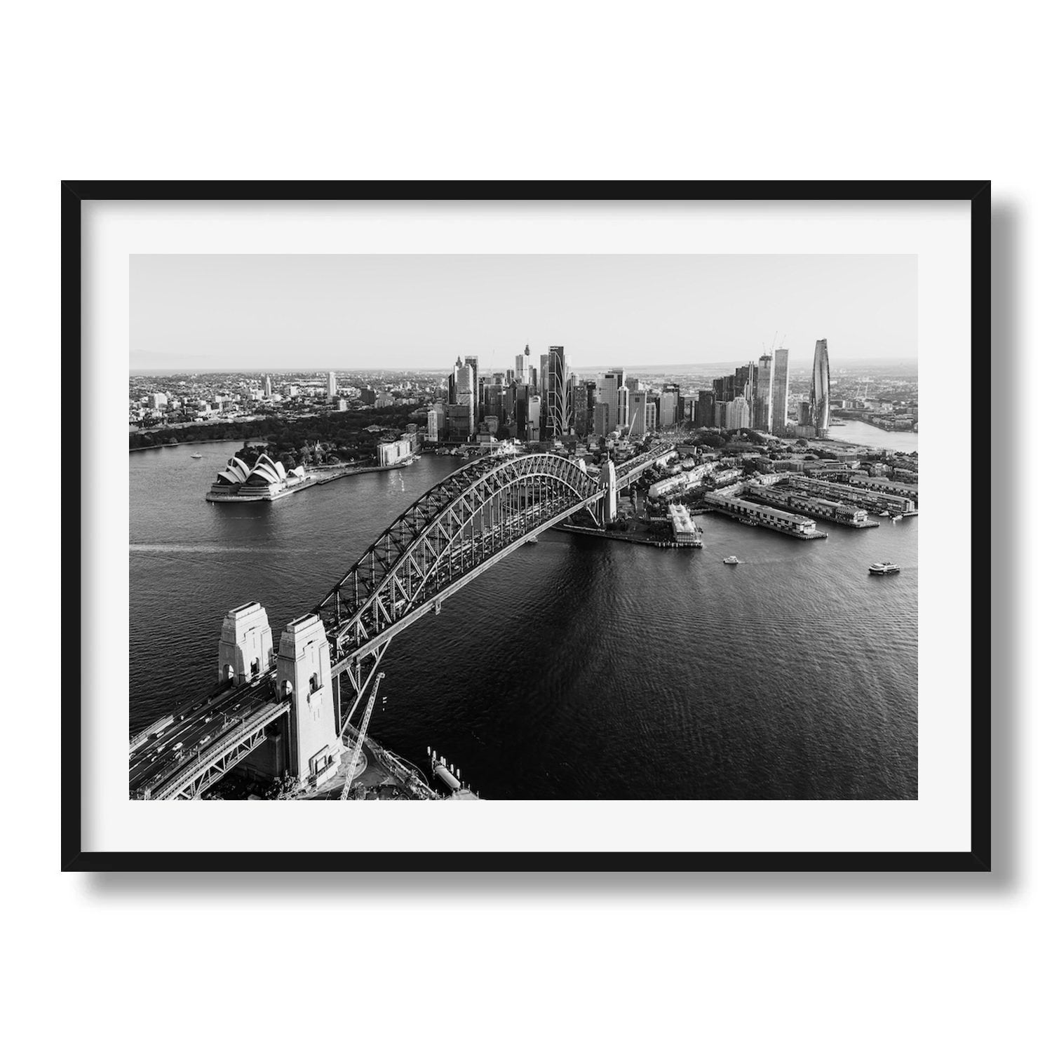 Sydney Harbour Sunset Black & White Framed Print - Architecture by Peter Yan Studio