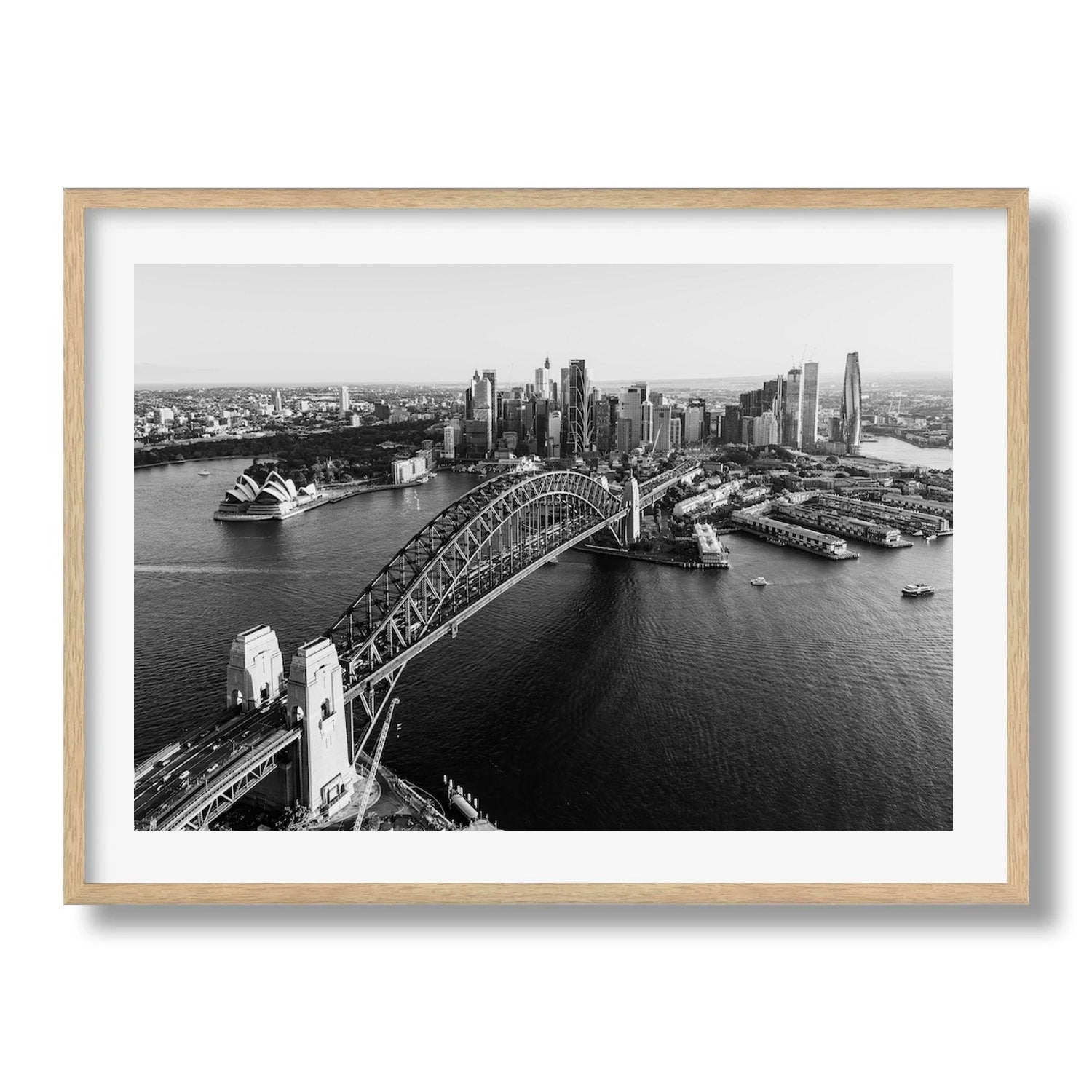 Sydney Harbour Sunset Black & White - Peter Yan Studio Framed Photo Print Wall Art