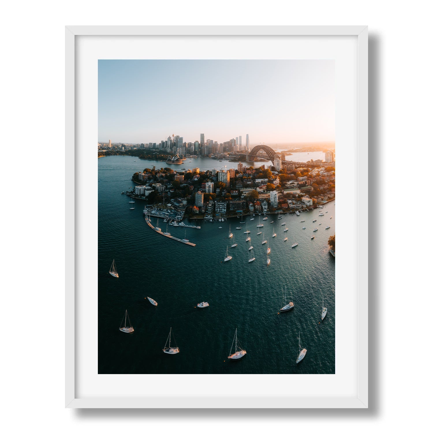 Sydney Harbour View I Framed Print - Aerial by Peter Yan Studio