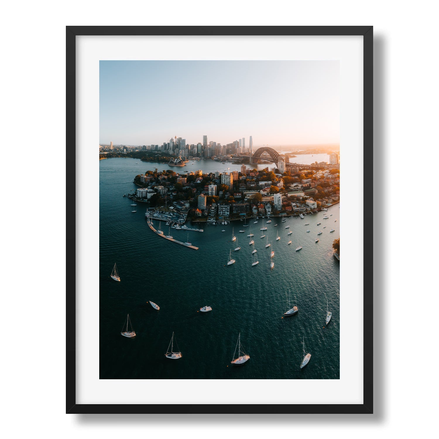 Sydney Harbour View I Framed Print - Aerial by Peter Yan Studio