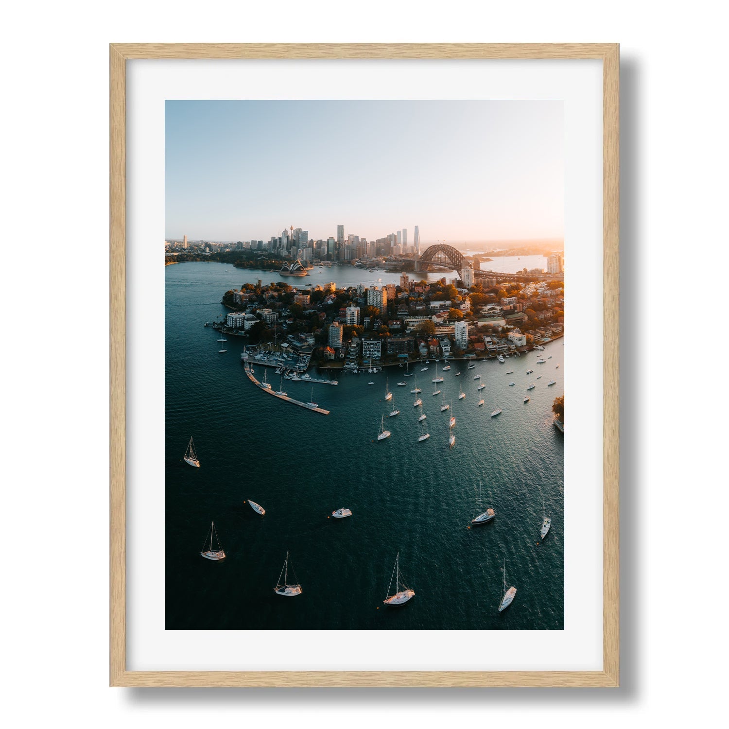 Sydney Harbour View I Framed Print - Aerial by Peter Yan Studio