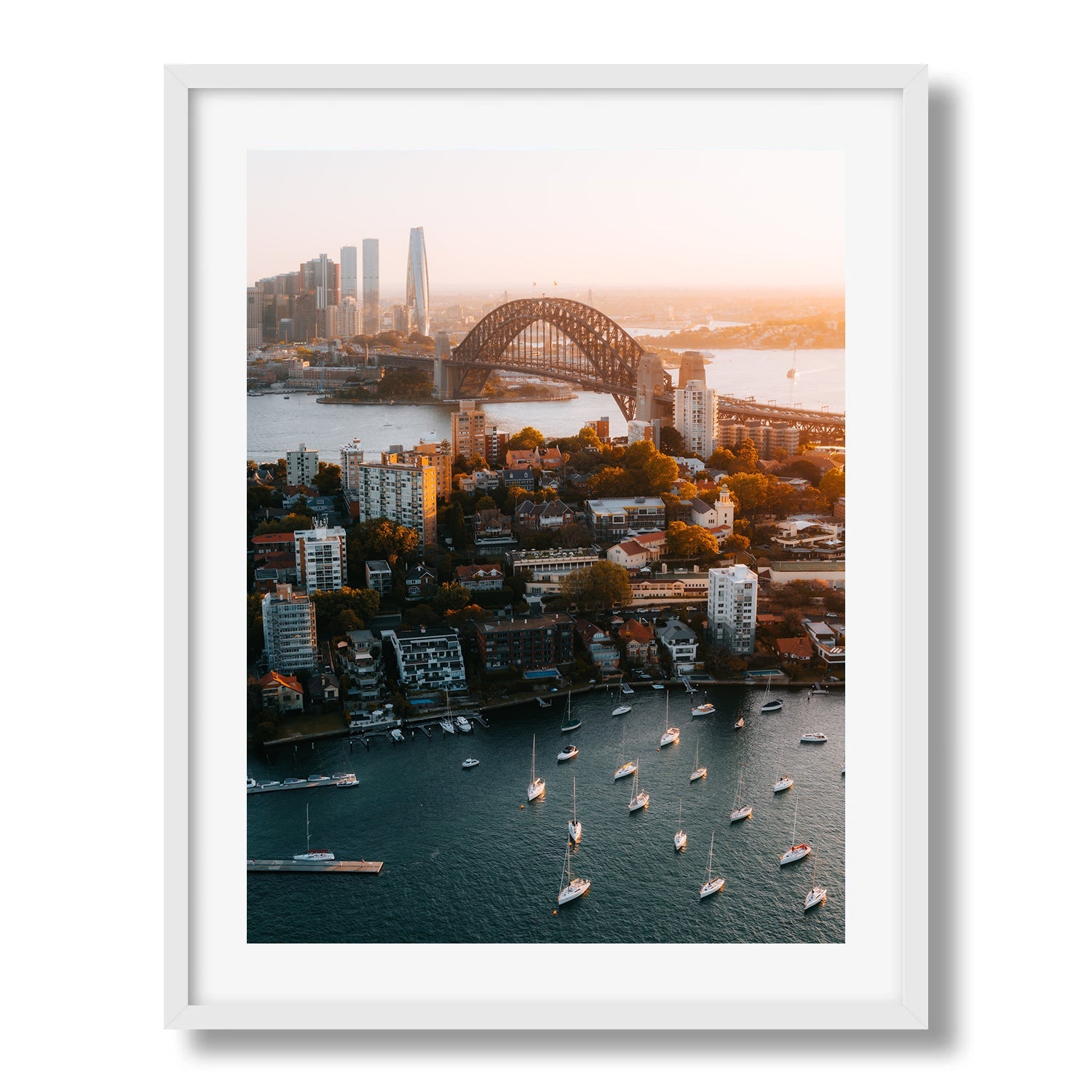 Sydney Harbour View II Framed Print - Aerial by Peter Yan Studio