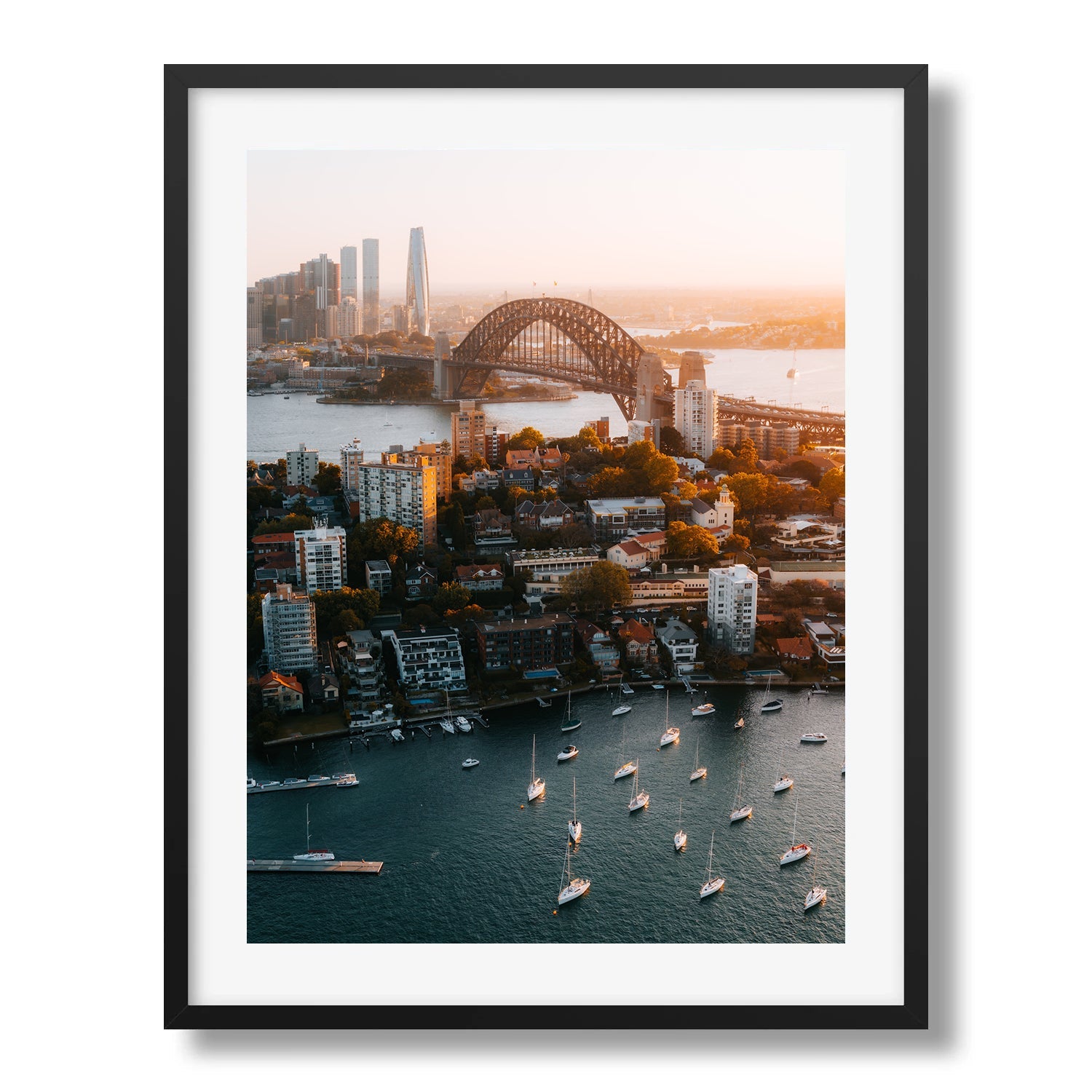 Sydney Harbour View II Framed Print - Aerial by Peter Yan Studio