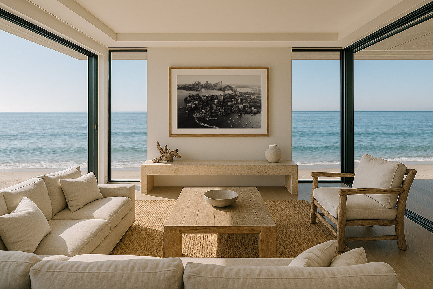 Sydney Harbour View in Black and White Framed Print - Architecture by Peter Yan Studio