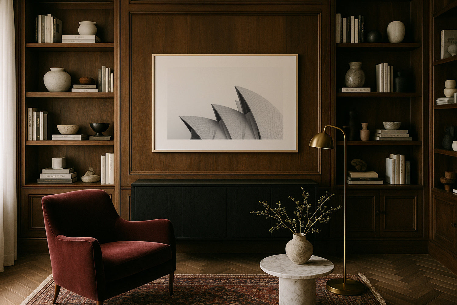 Sydney Opera House Close Up Black & White Framed Print - Architecture by Peter Yan Studio