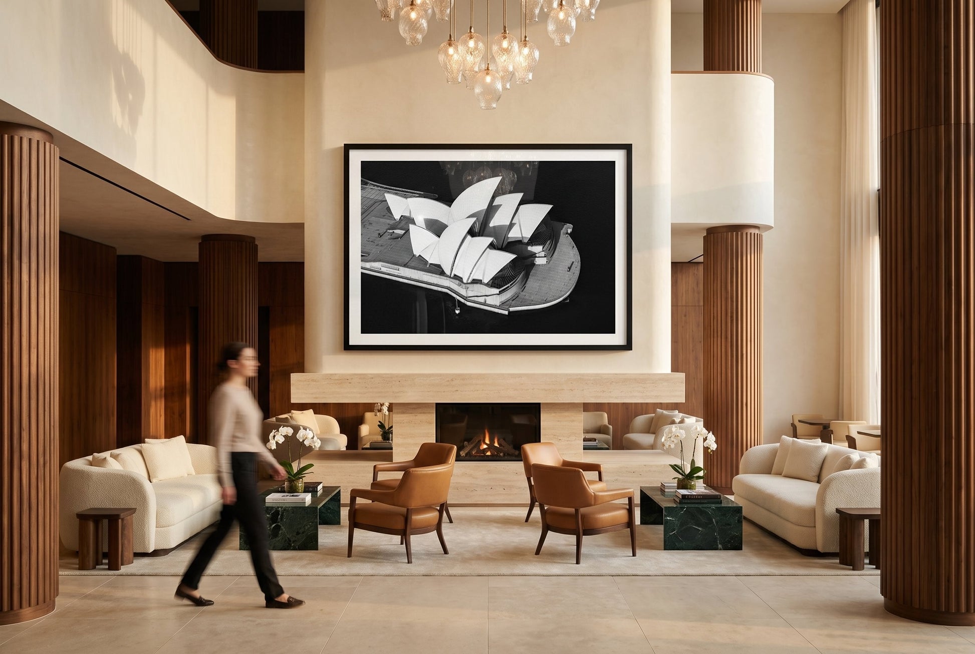 Sydney Opera House From Above II Black & White Framed Print - Aerial by Peter Yan Studio
