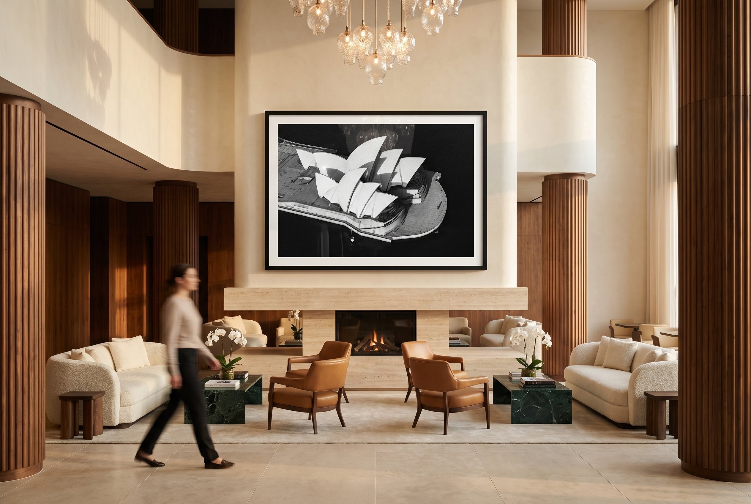 Sydney Opera House From Above II Black & White Framed Print - Aerial by Peter Yan Studio