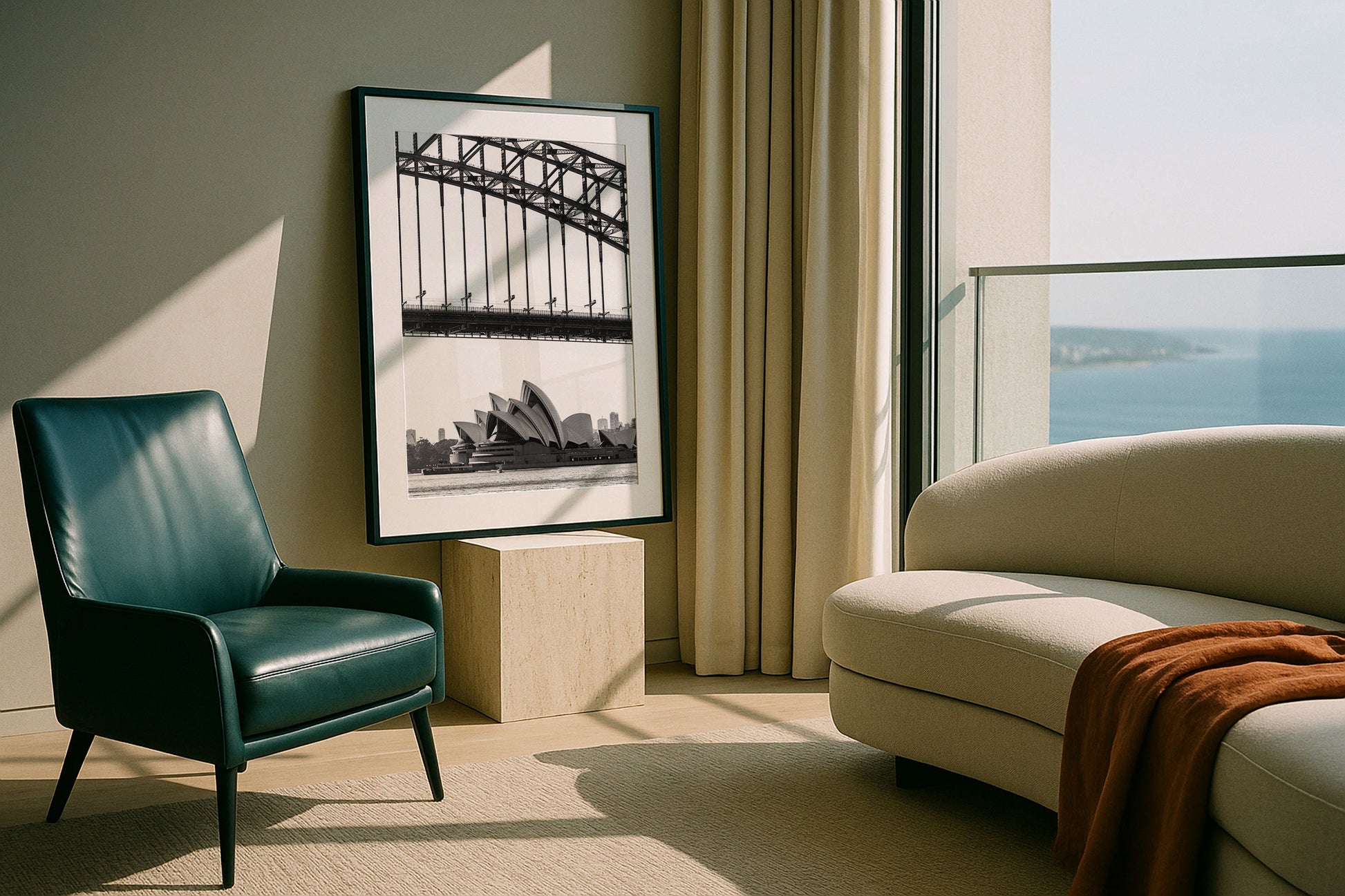 Sydney Opera House Under the Harbour Bridge Framed Print - Architecture by Peter Yan Studio