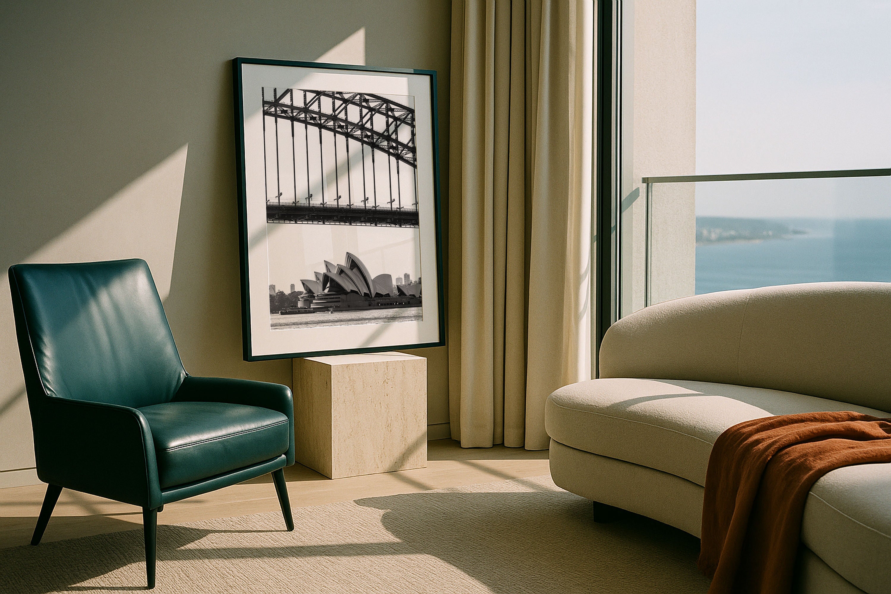 Sydney Opera House Under the Harbour Bridge Framed Print - Architecture by Peter Yan Studio