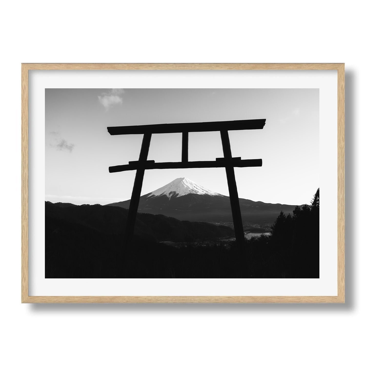 Tenku - no Torii Fuji Black and White Framed Print - Architecture by Peter Yan Studio