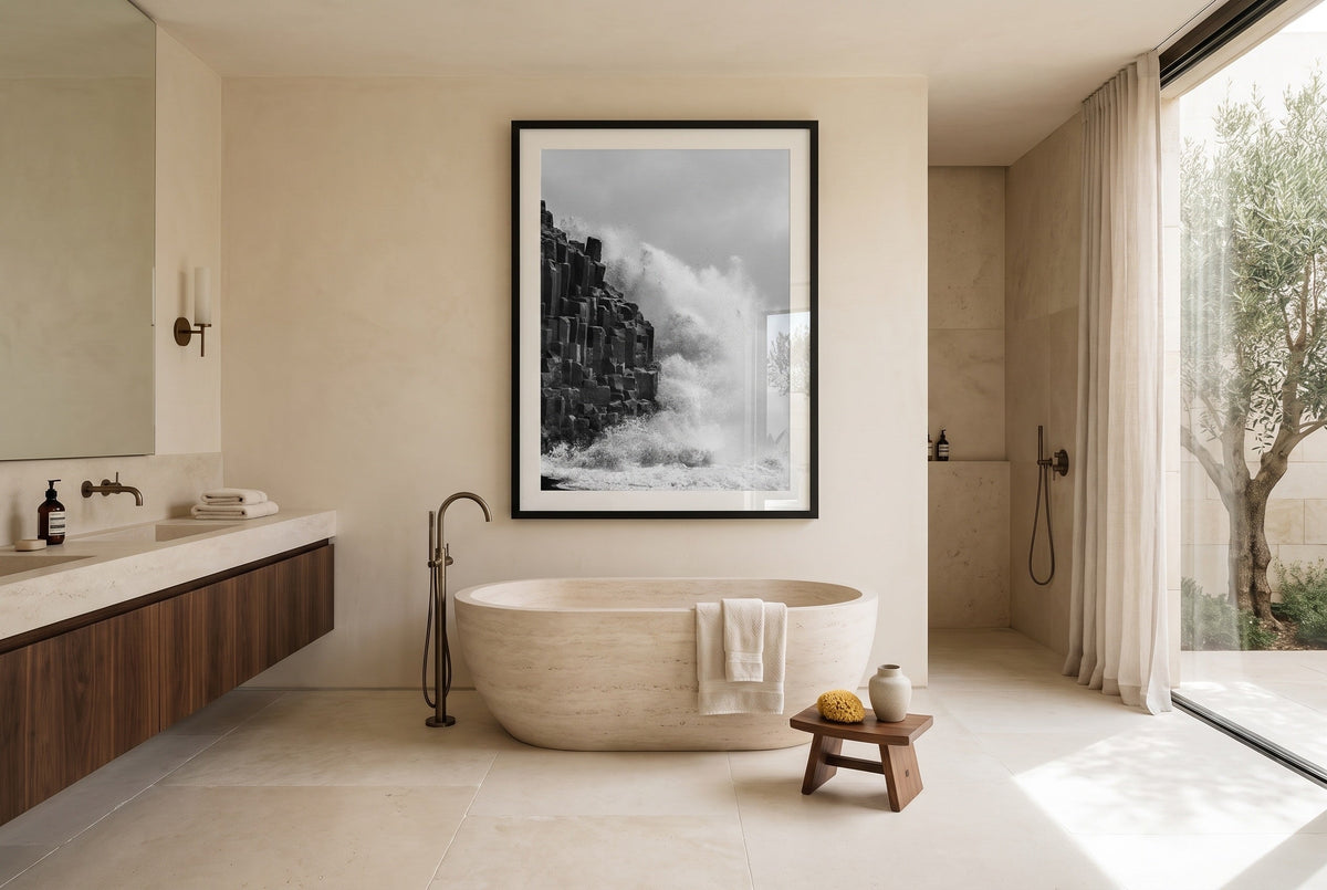 The Force of Reynisfjara Framed Print - Black & White by Peter Yan Studio
