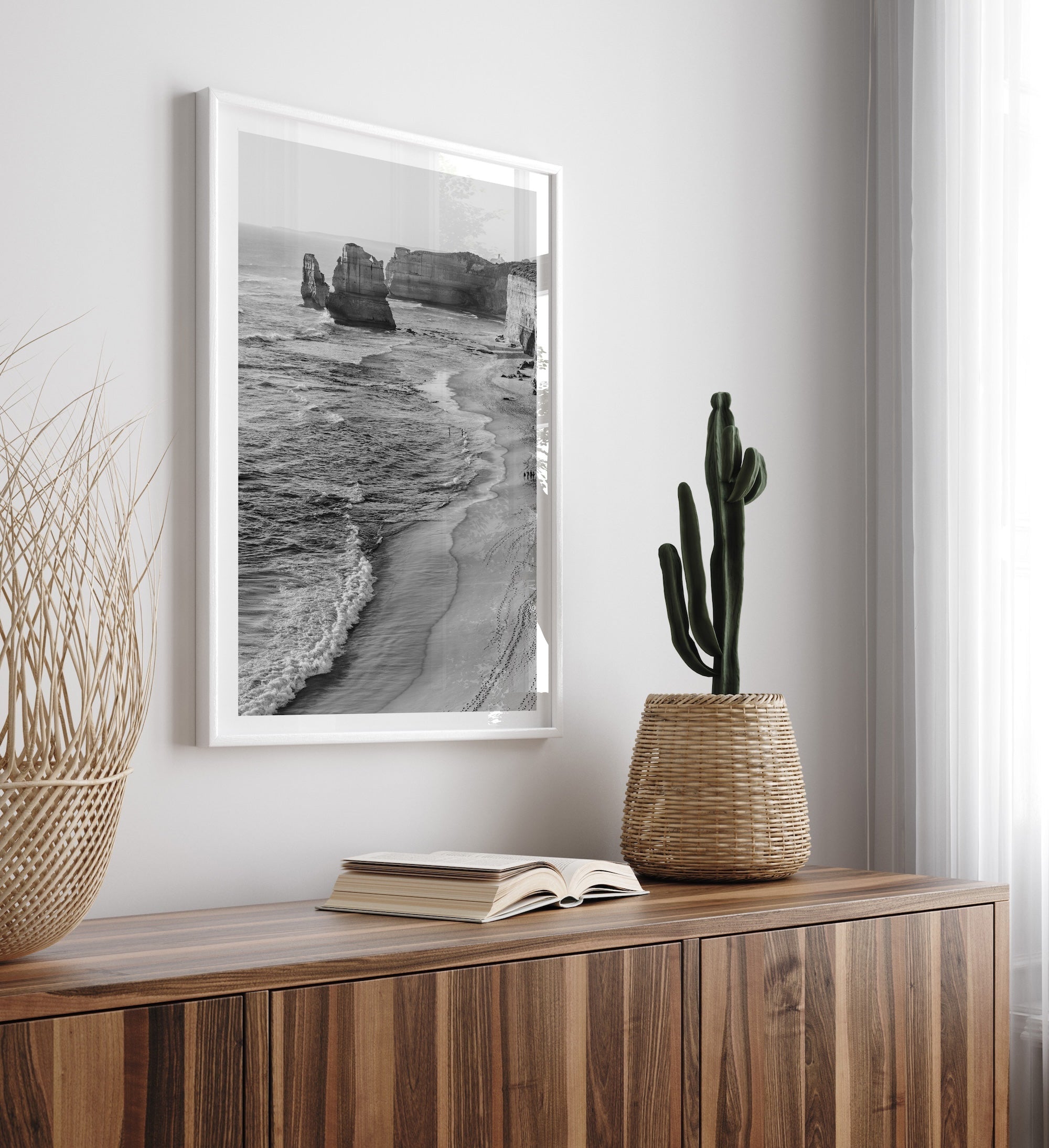 Timeless Coastline: Gibson Steps in Black and White II - Peter Yan Studio Framed Photo Print Wall Art