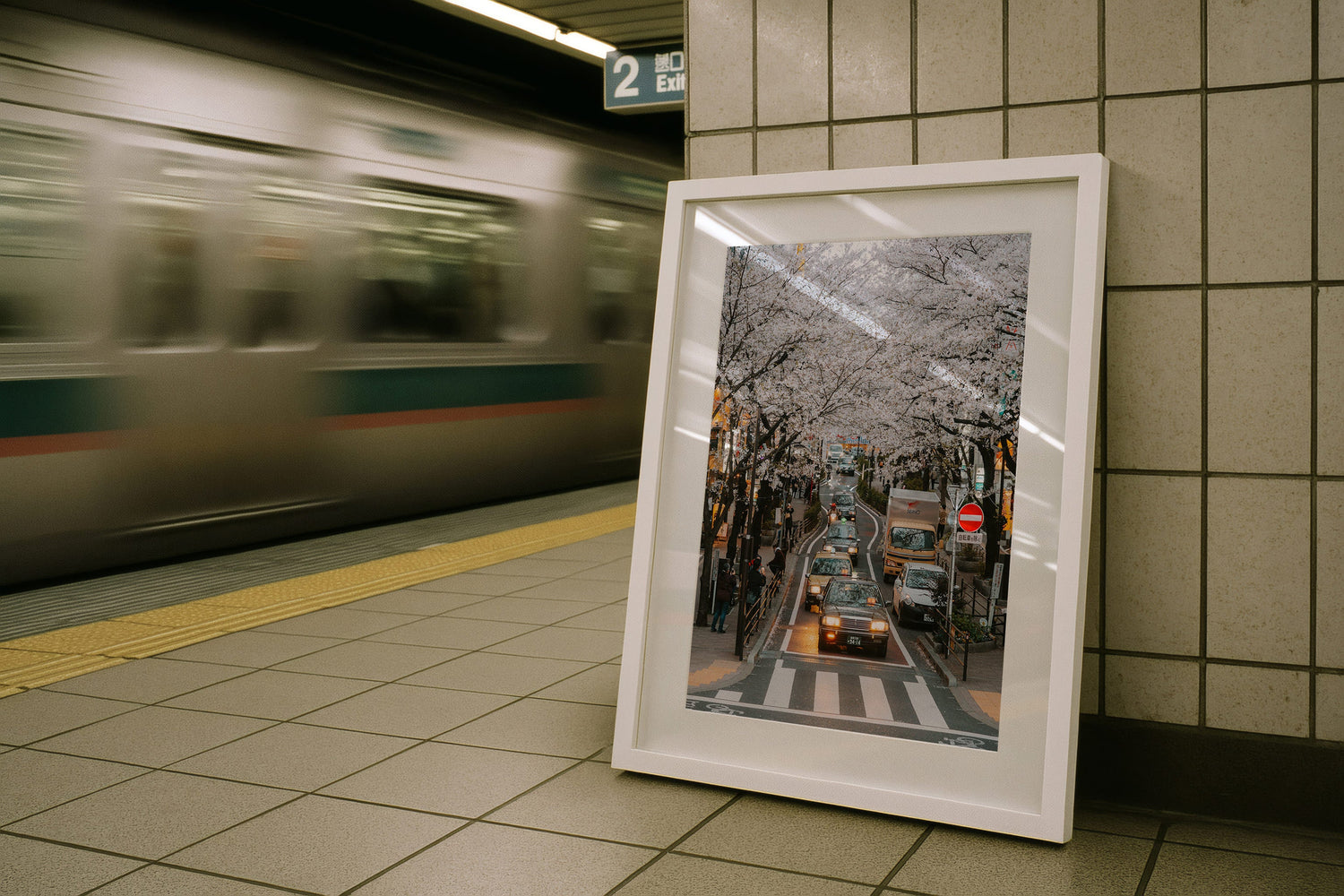 Tokyo Taxis Under The Cherry Blossoms Framed Print - City by Peter Yan Studio