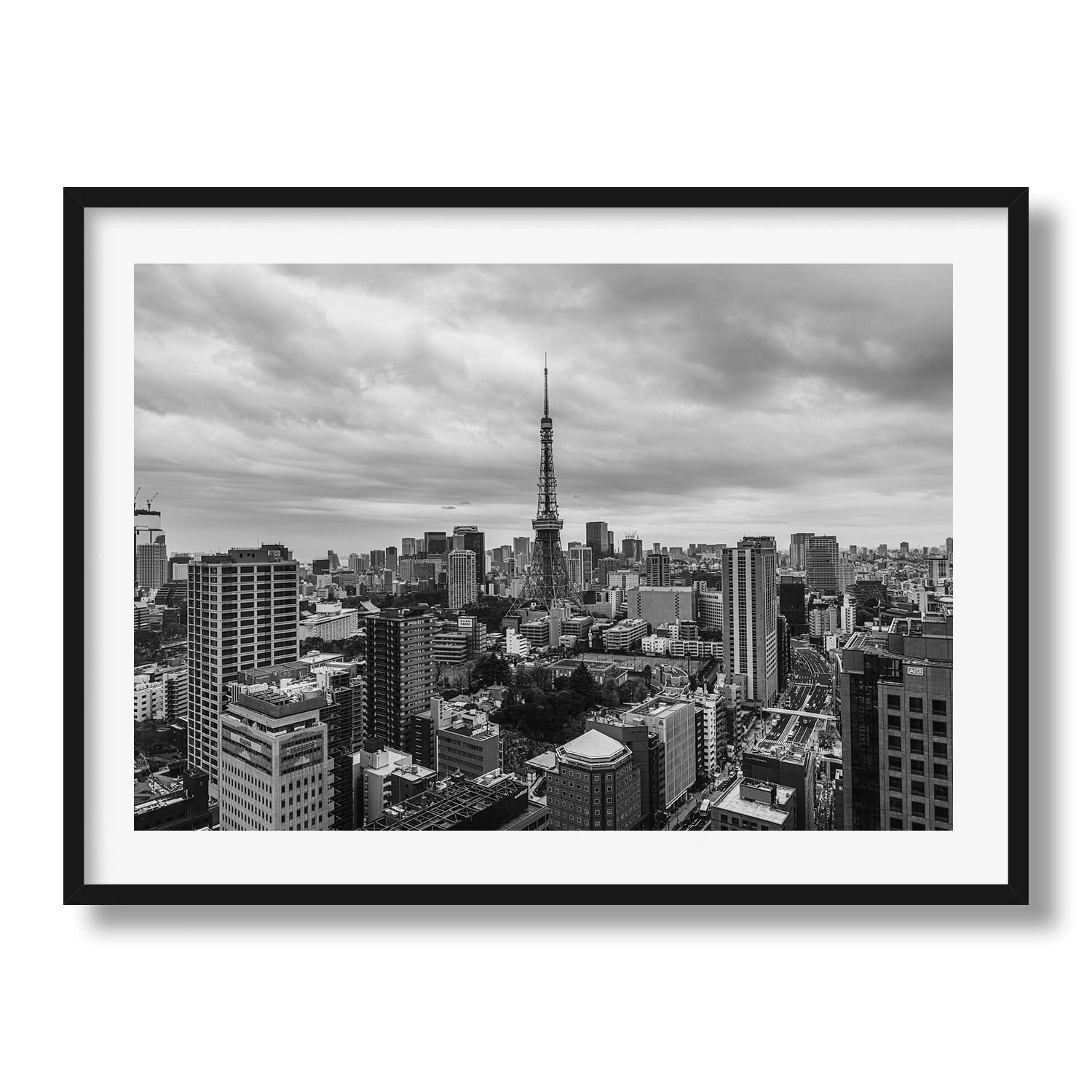 Tokyo Tower Cityscape Black and White - Peter Yan Studio Framed Photo Print Wall Art