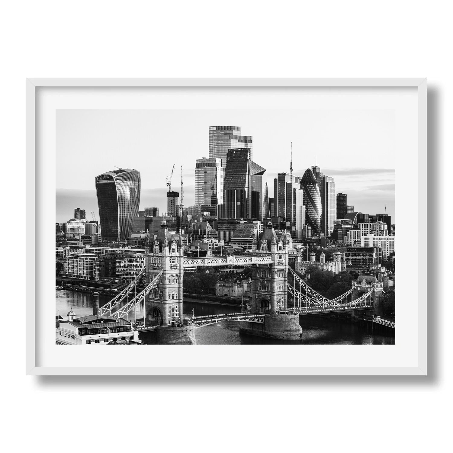 Tower Bridge and London Skyline in Monochrome - Peter Yan Studio Framed Photo Print Wall Art