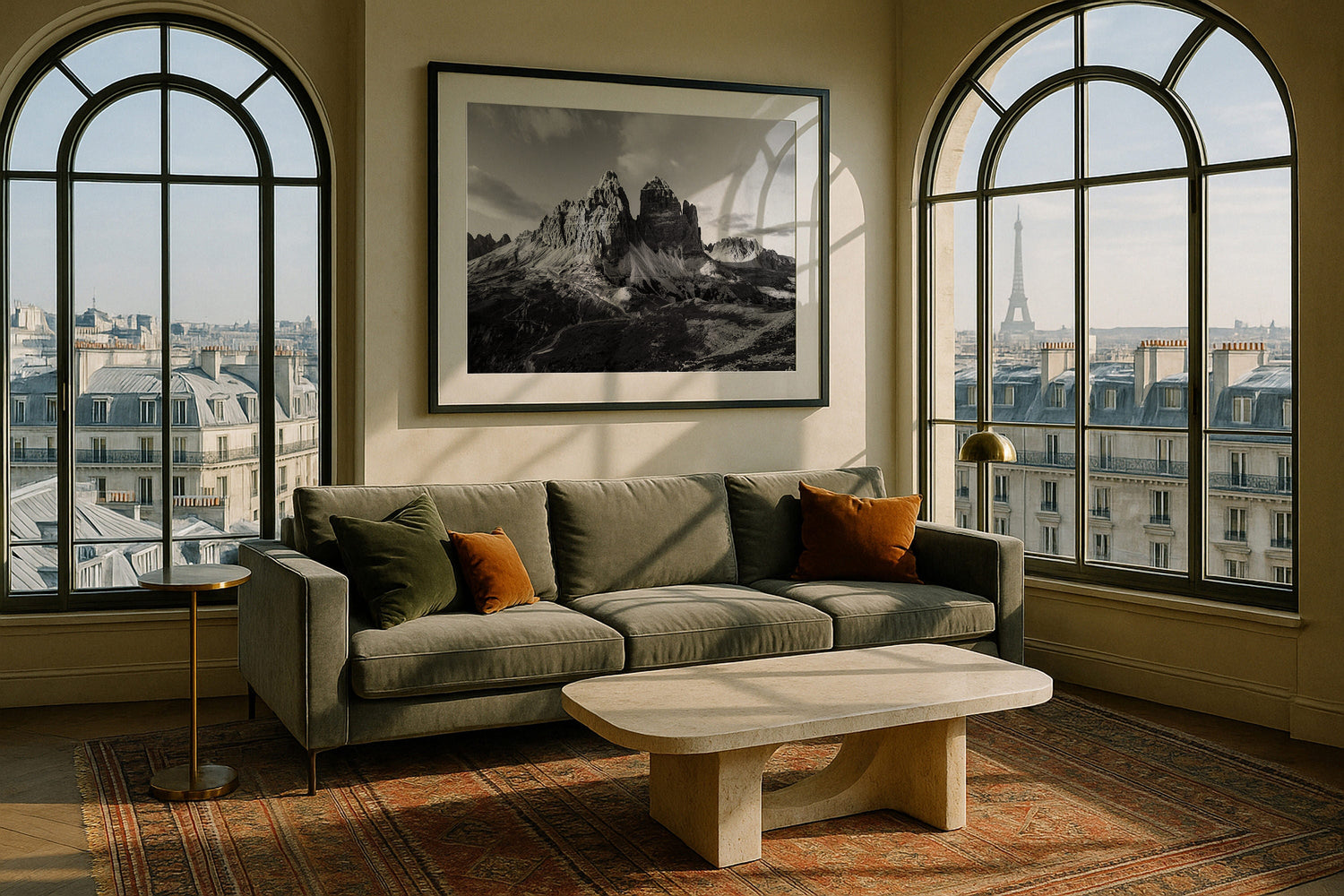 Tre Cime di Lavaredo in Black and White Framed Print - Black & White by Peter Yan Studio