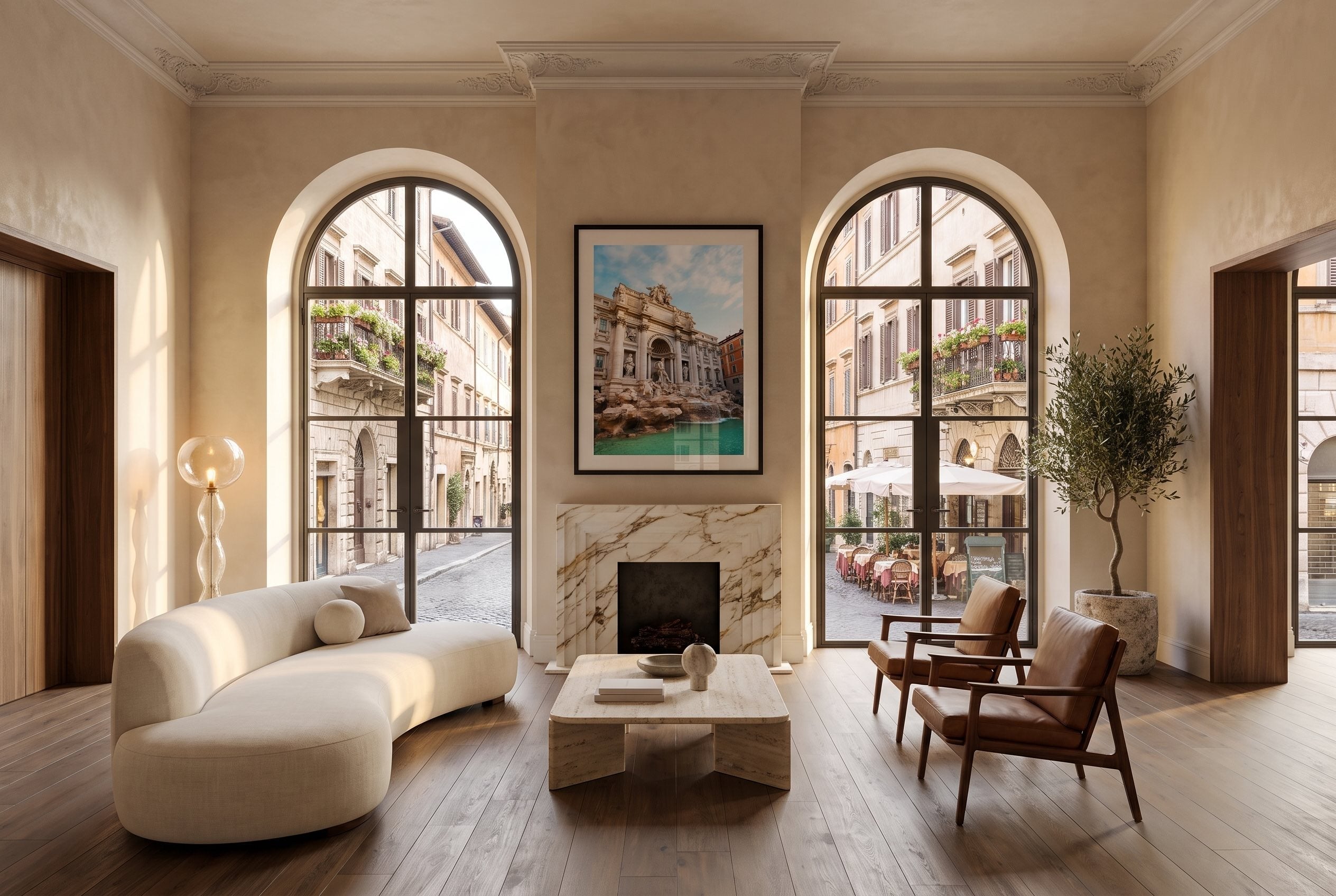Trevi Fountain Sunrise I Framed Print - Architecture by Peter Yan Studio