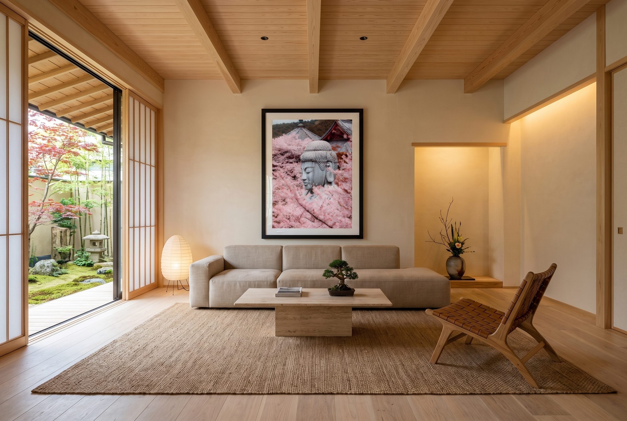 Tsubosaka-dera Temple Sakura II Framed Print - Architecture by Peter Yan Studio
