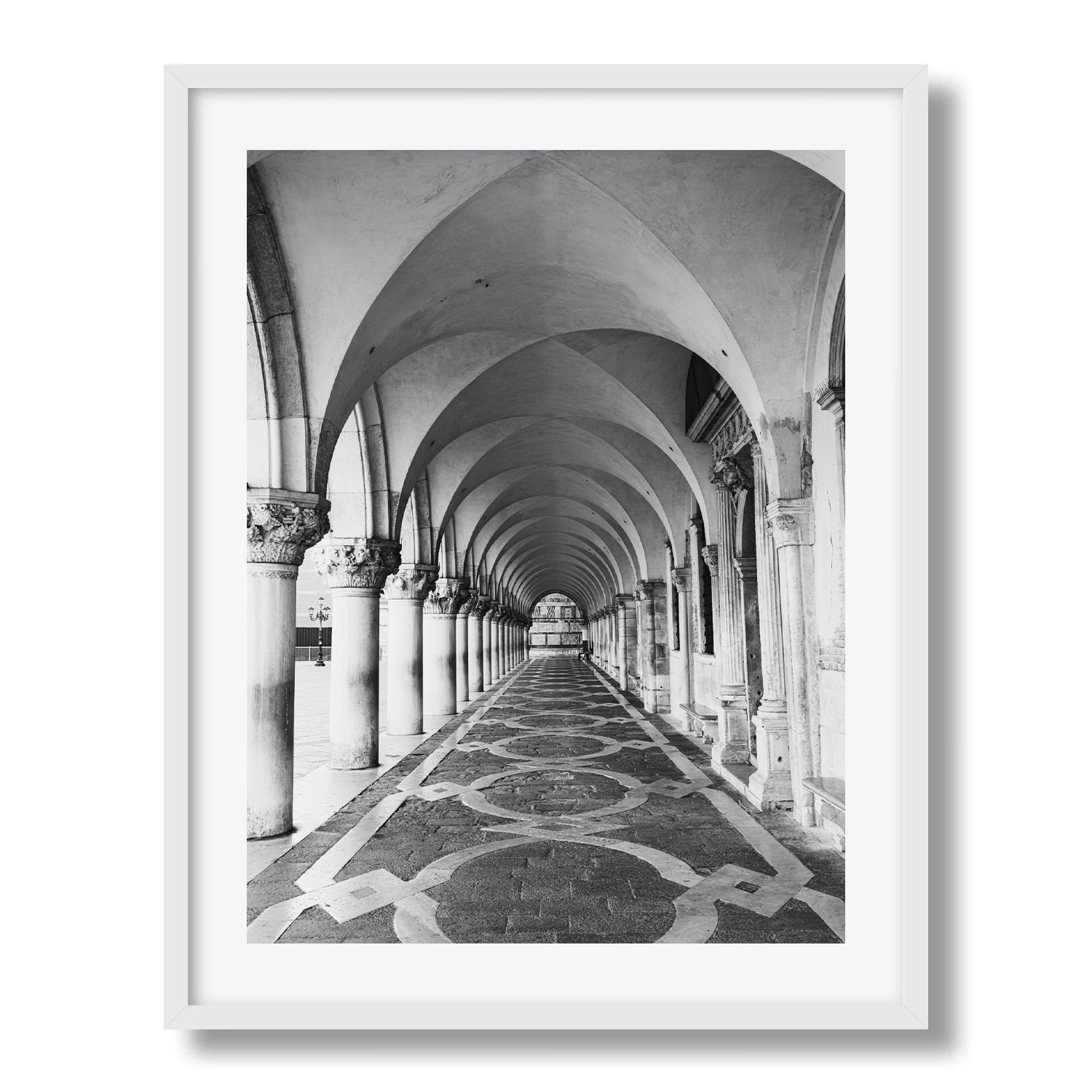 Venetian Arcades in Black and White Framed Print - Architecture by Peter Yan Studio