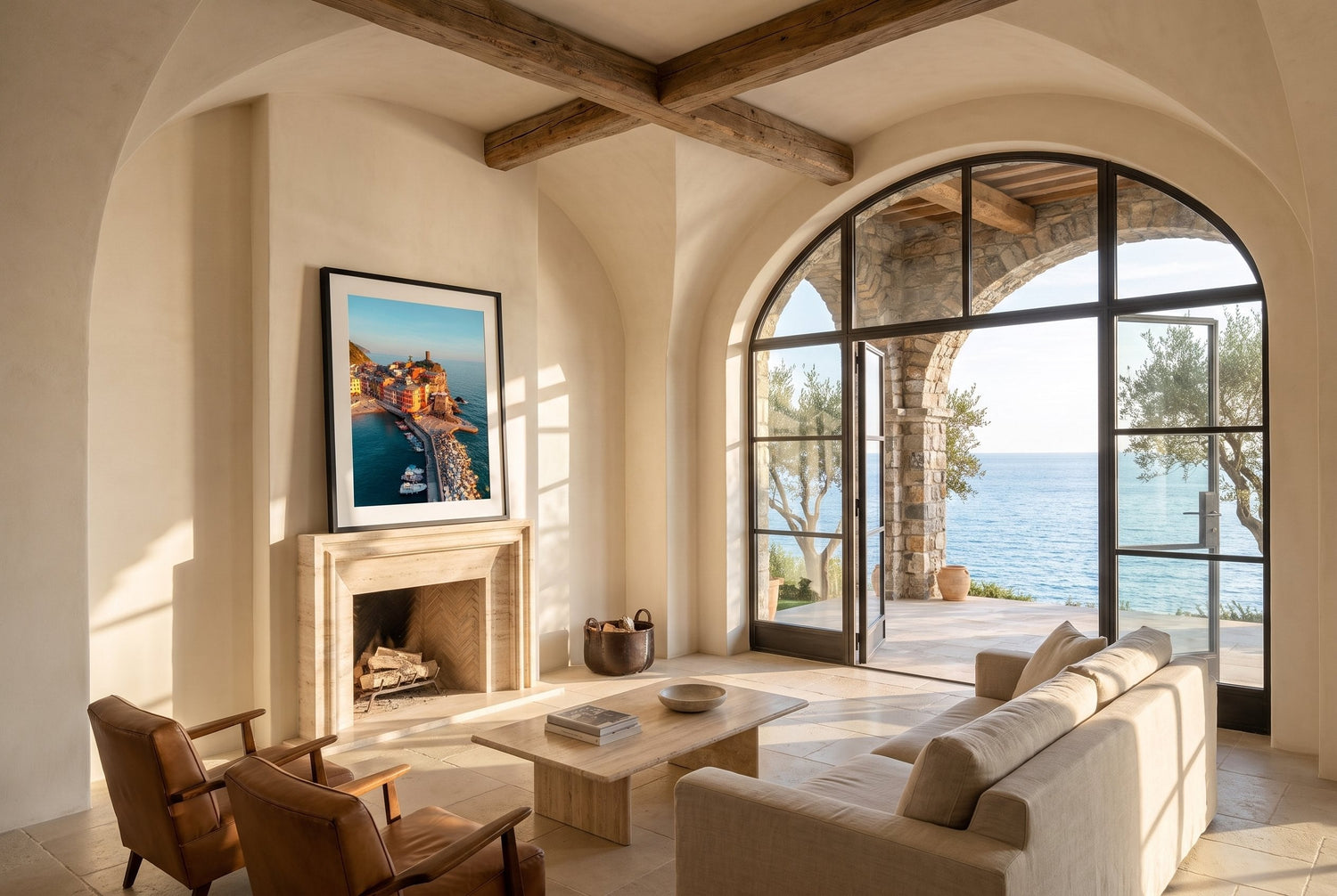 Vernazza Sunset, Cinque Terre Framed Print - Aerial by Peter Yan Studio