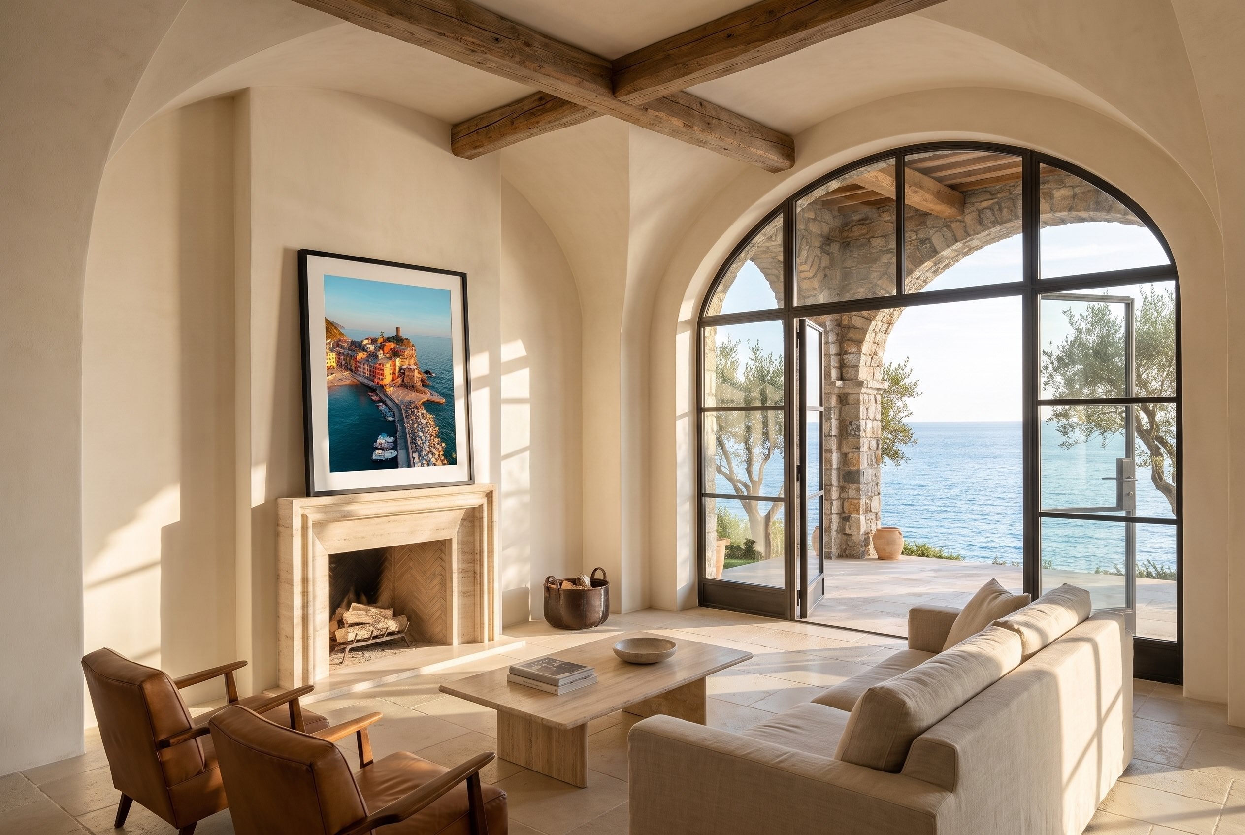 Vernazza Sunset, Cinque Terre Framed Print - Aerial by Peter Yan Studio
