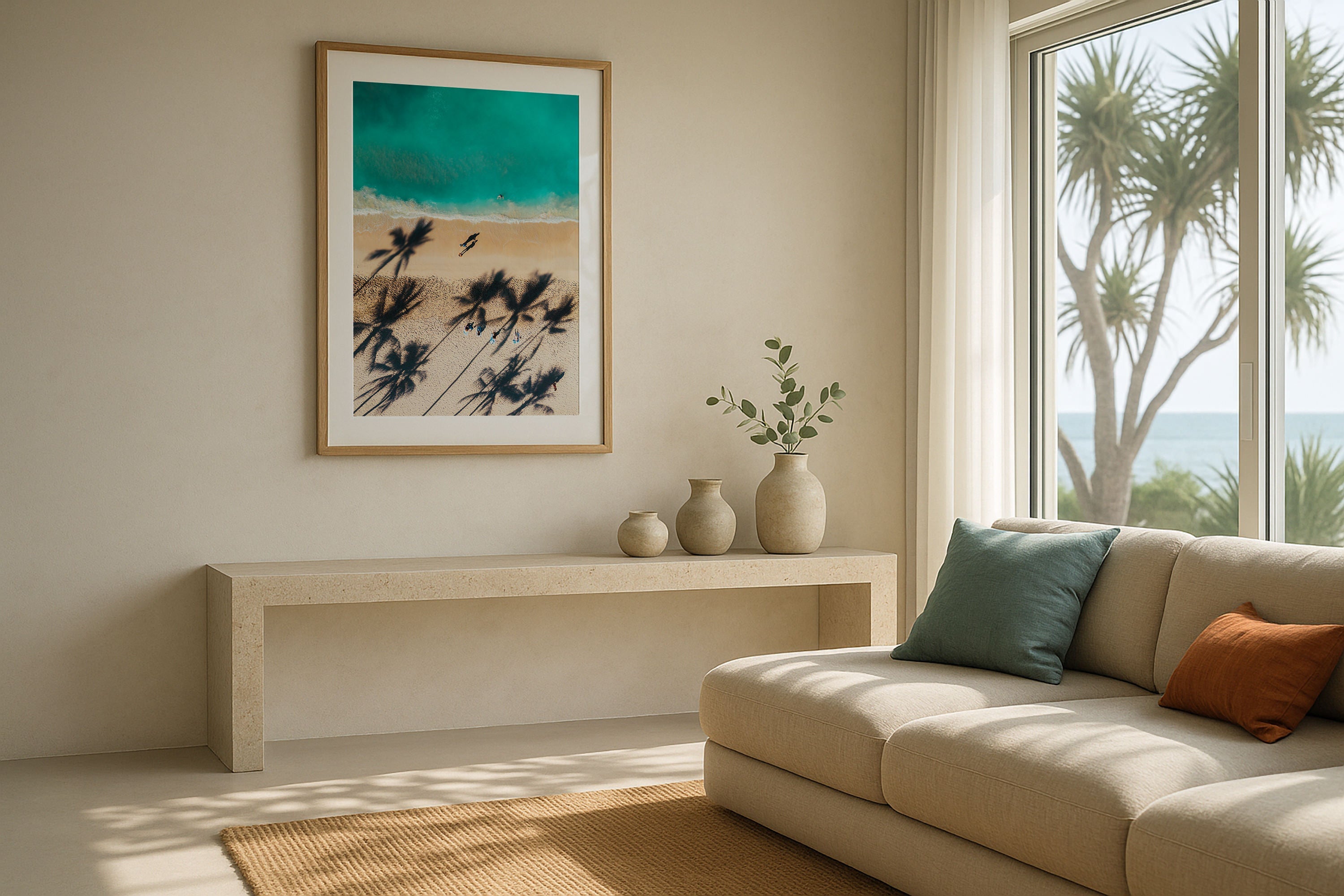 Waikiki Beach Shadows Series 1 Framed Print - Aerial by Peter Yan Studio