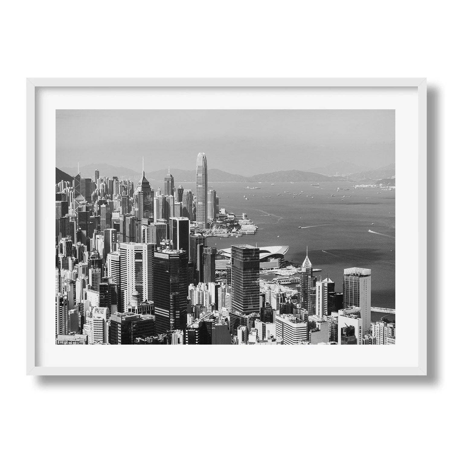 Hong Kong Central Skyline Black and White