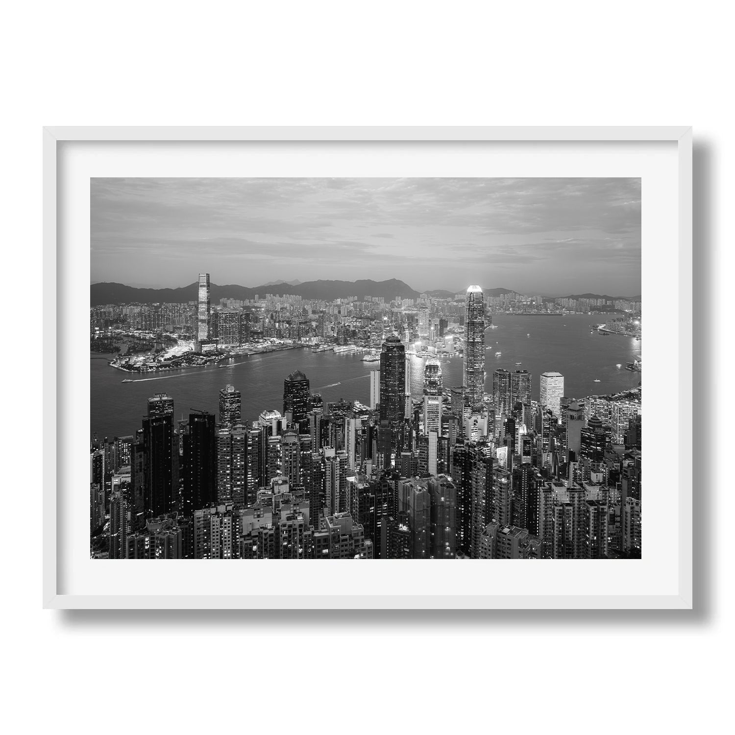 Hong Kong Skyline Black and White