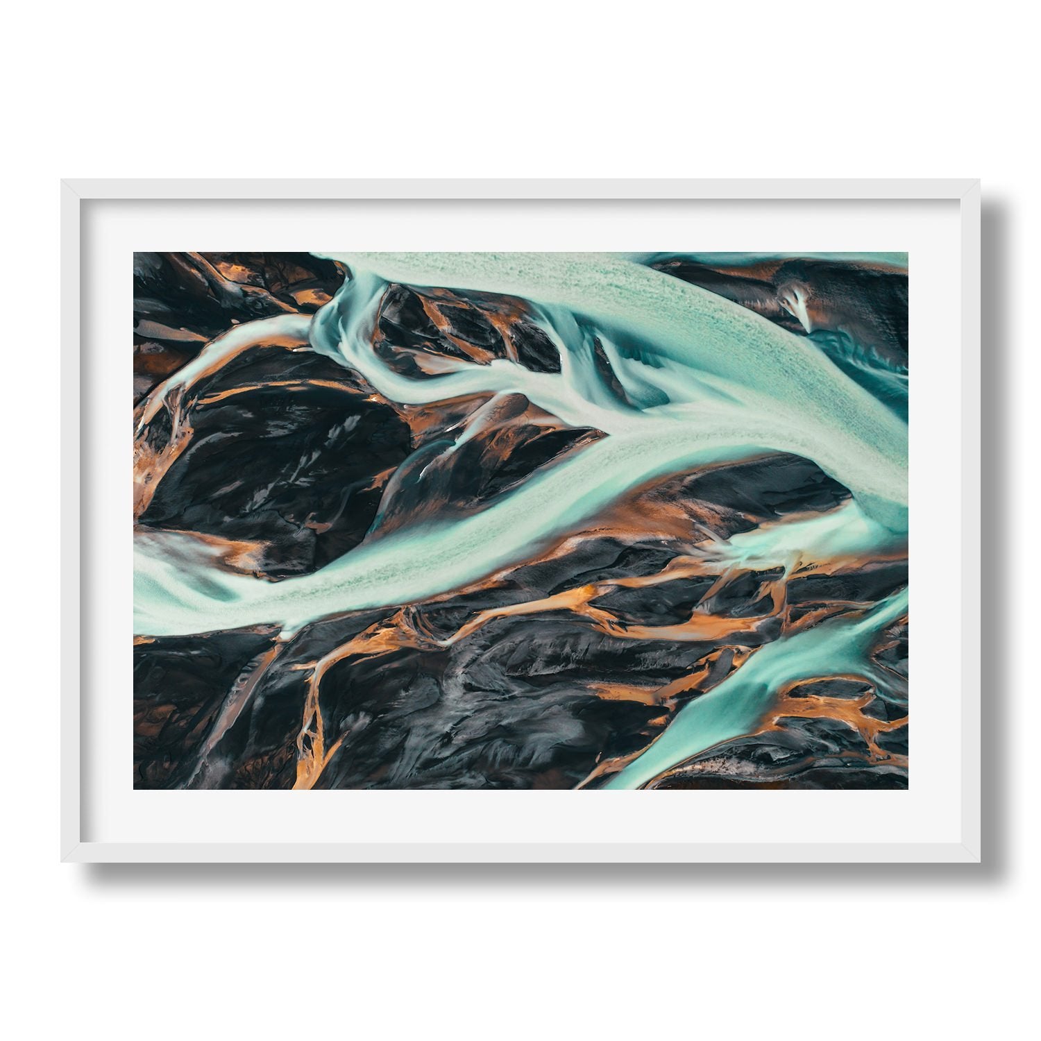 Above The Icelandic Rivers Framed Print - Aerial by Peter Yan Studio
