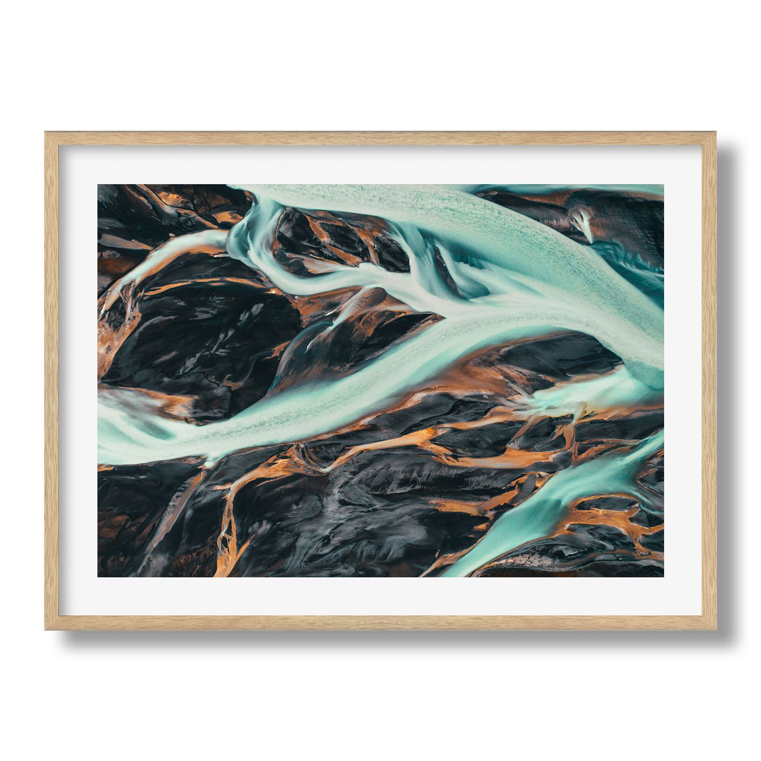 Above The Icelandic Rivers Framed Print - Aerial by Peter Yan Studio