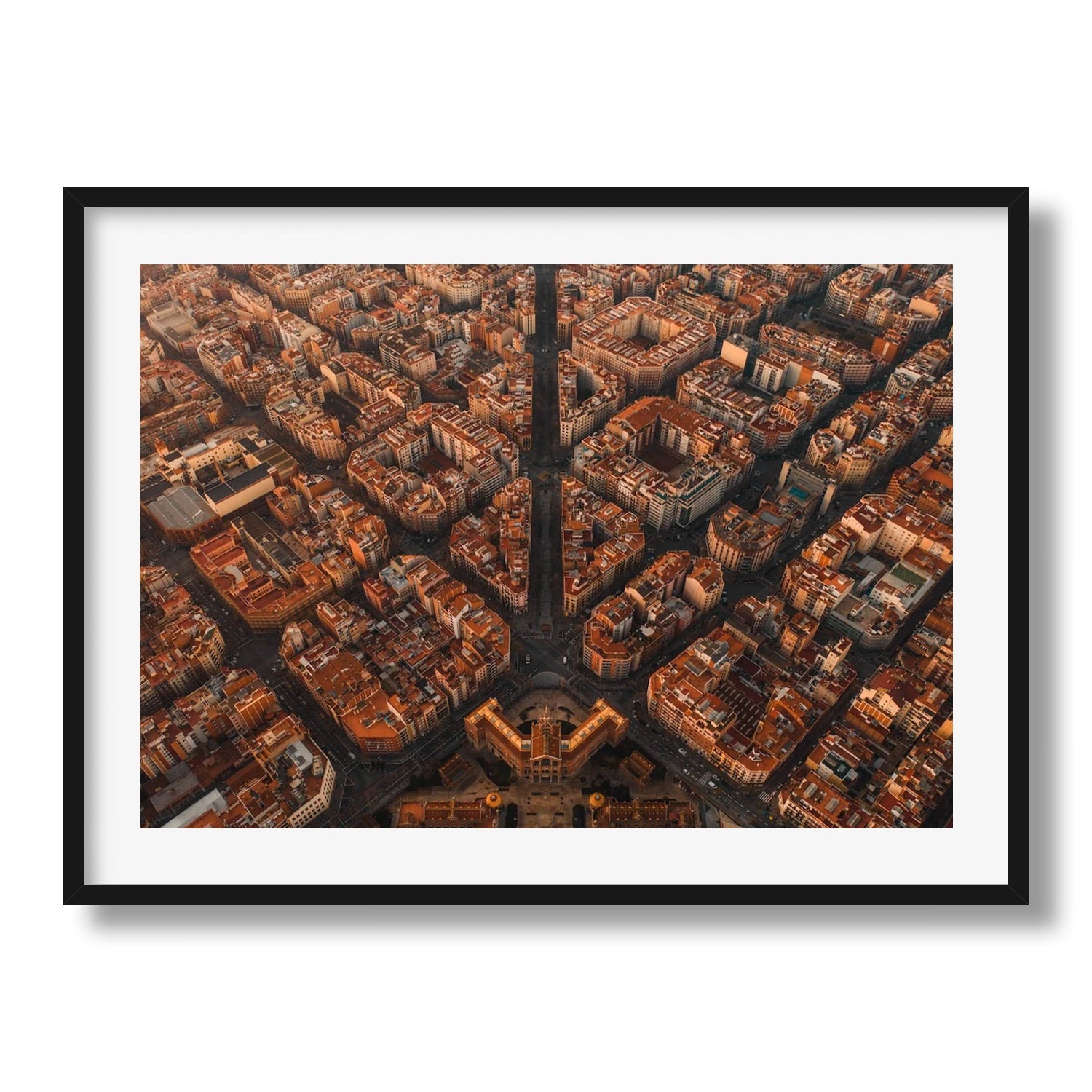 Barcelona From Above Framed Print - Aerial by Peter Yan Studio