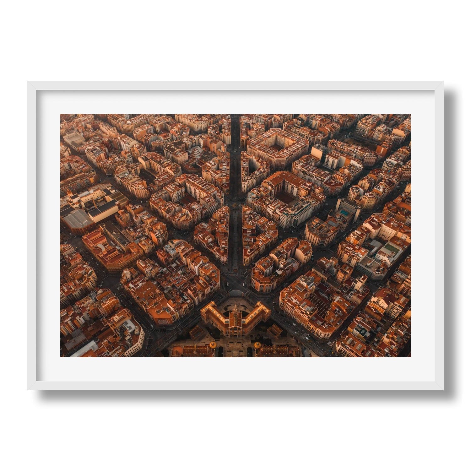 Barcelona From Above Framed Print - Aerial by Peter Yan Studio