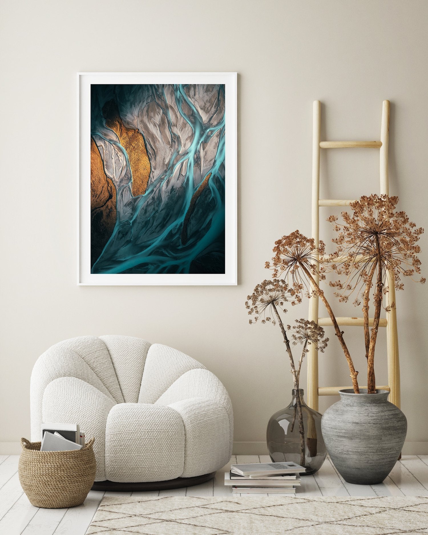 Blue Braided Rivers In New Zealand | Premium Framed Print - Peter Yan Studio