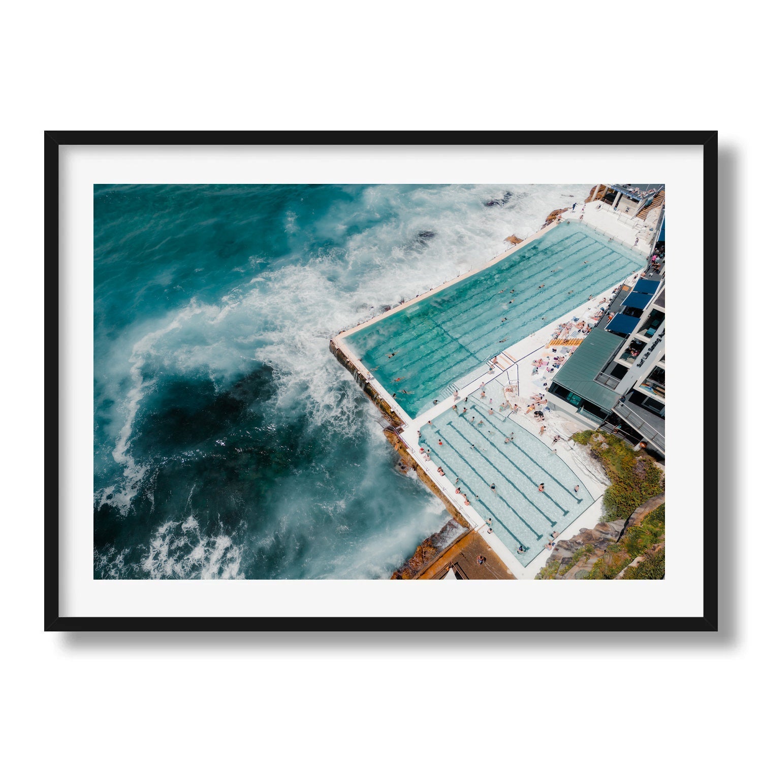 Bondi Beach Icebergs Pool Summer Day I Framed Print - Aerial by Peter Yan Studio
