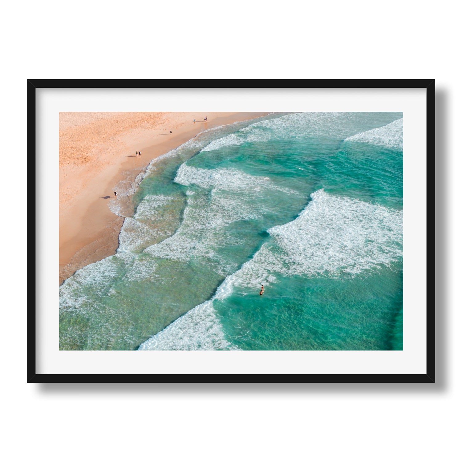 Bondi Beach Morning Framed Print - Aerial by Peter Yan Studio