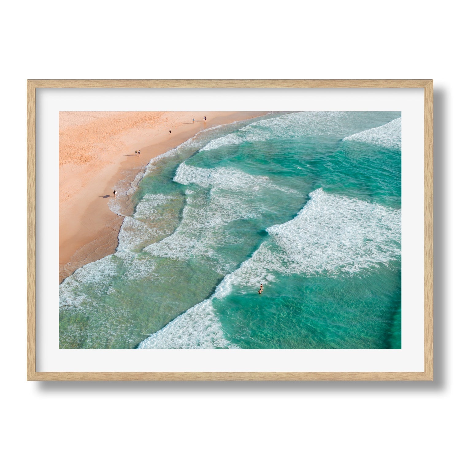 Bondi Beach Morning Framed Print - Aerial by Peter Yan Studio