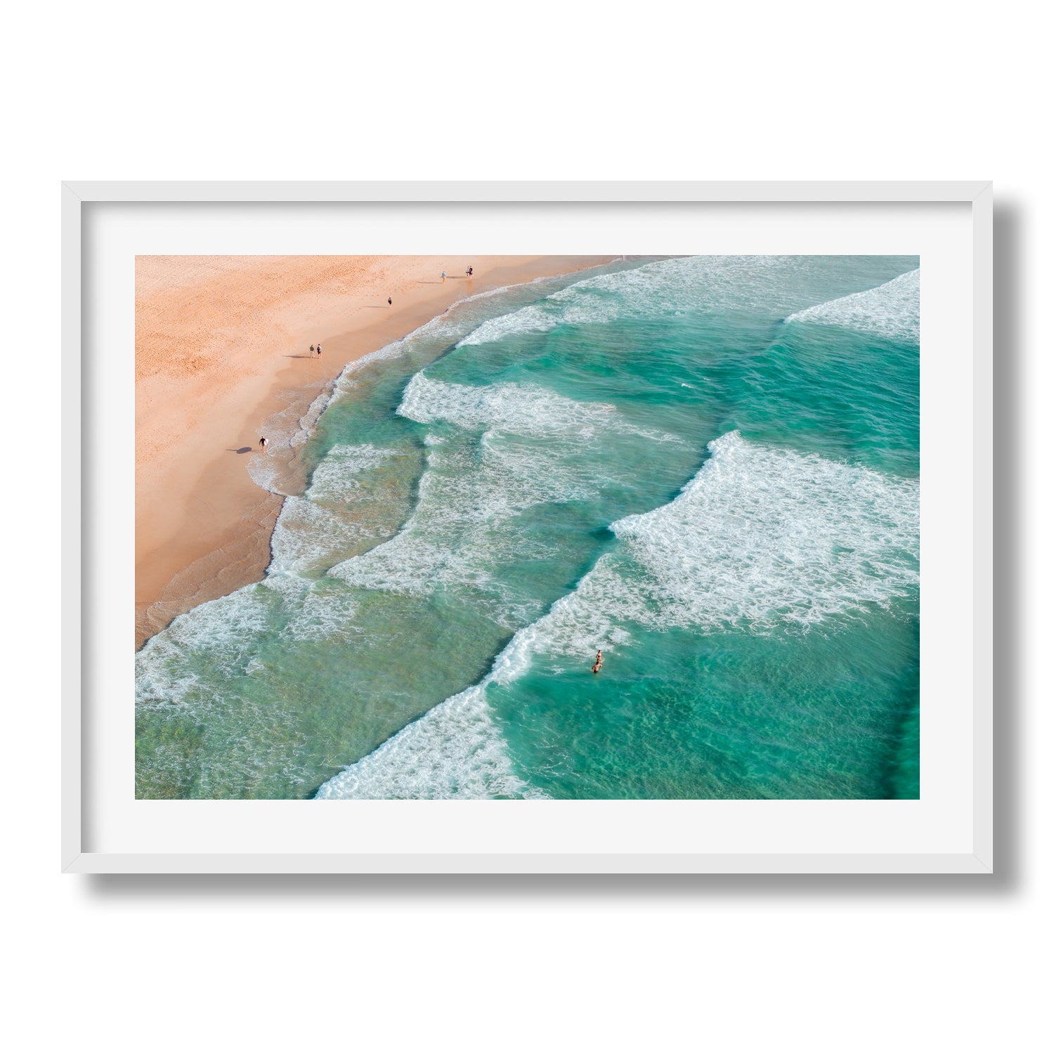 Bondi Beach Morning Framed Print - Aerial by Peter Yan Studio