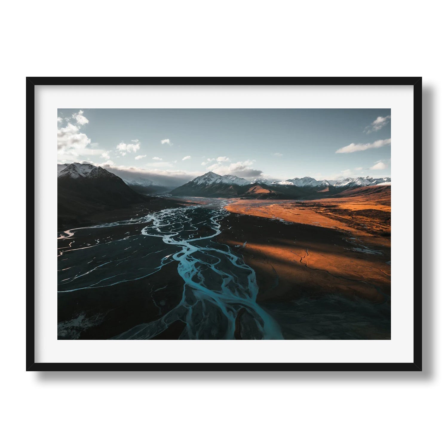 Braided Riverbed, New Zealand Framed Print - Aerial by Peter Yan Studio