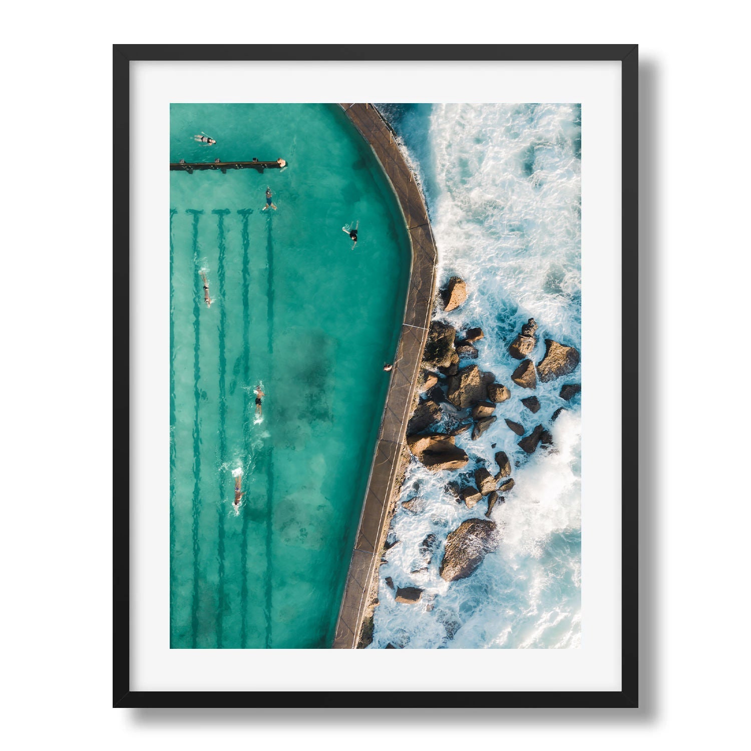 Bronte Beach Rock Pool III Framed Print - Aerial by Peter Yan Studio