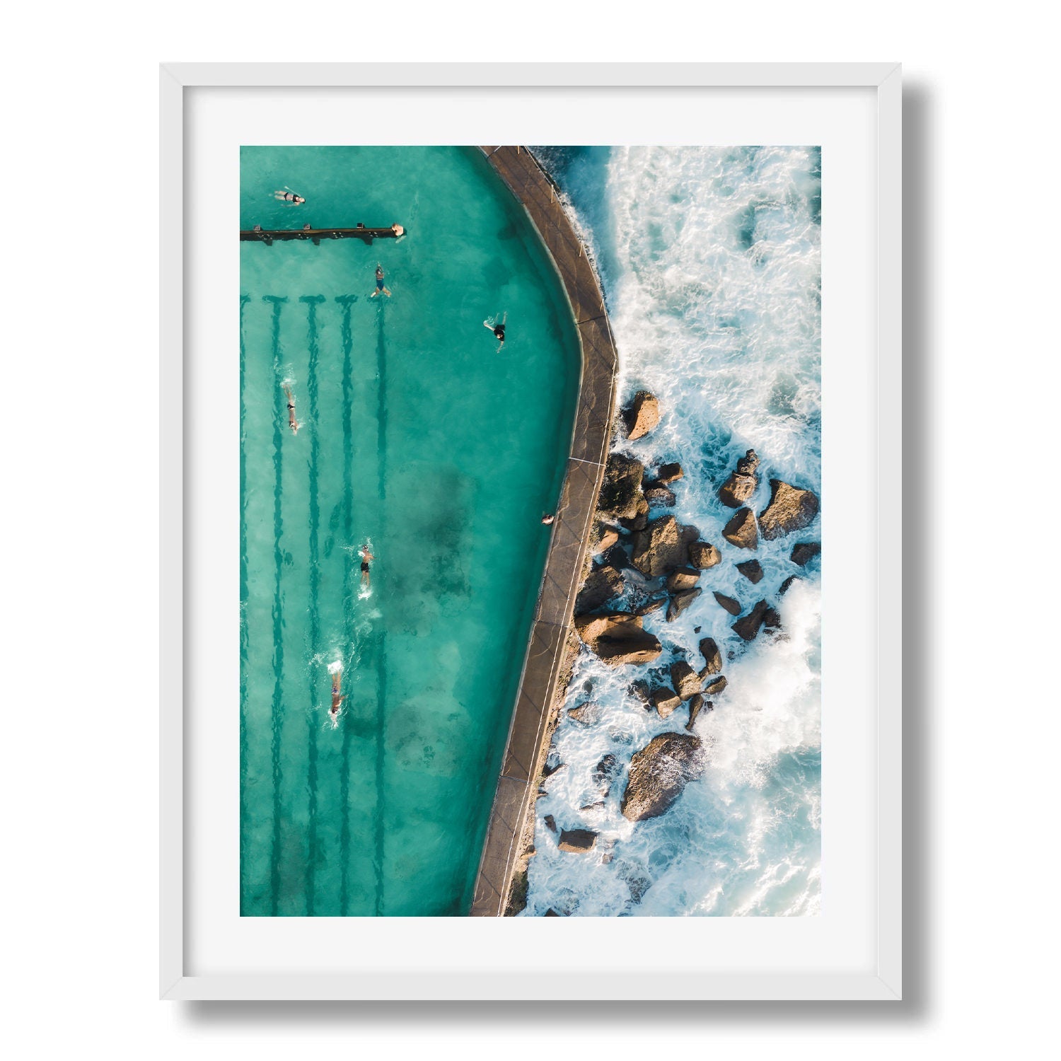 Bronte Beach Rock Pool III Framed Print - Aerial by Peter Yan Studio