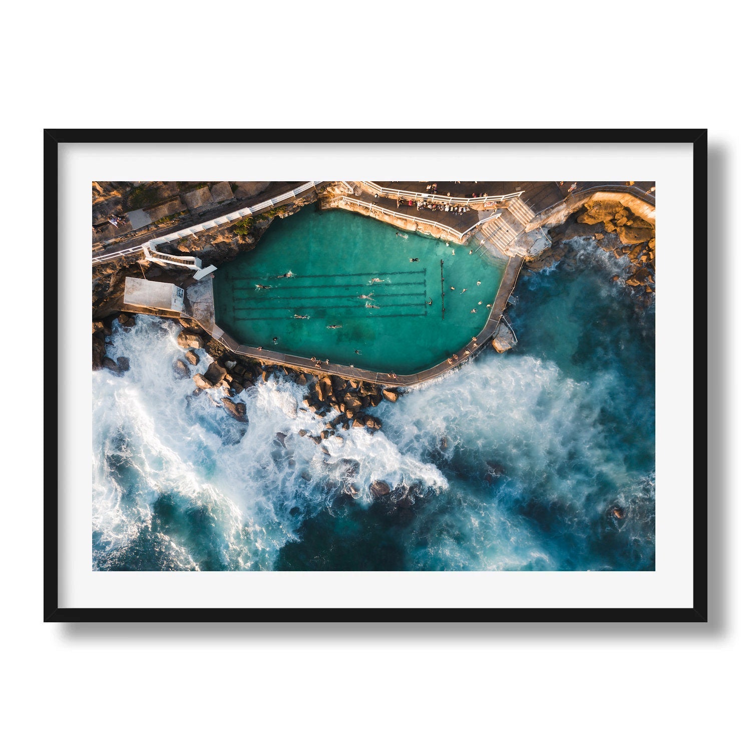 Bronte Beach Rock Pool IV Framed Print - Aerial by Peter Yan Studio