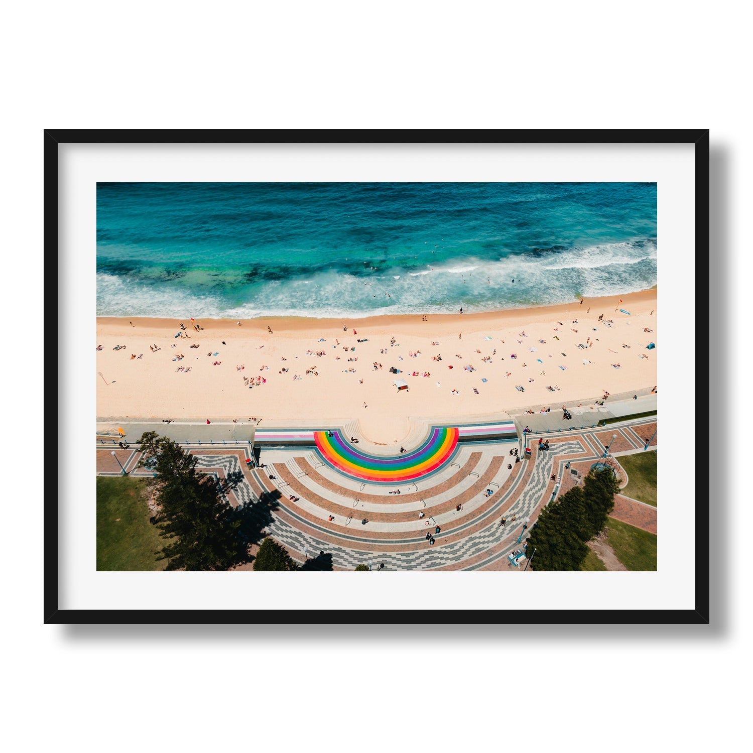 Coogee Beach Summer Day II Framed Print - Aerial by Peter Yan Studio